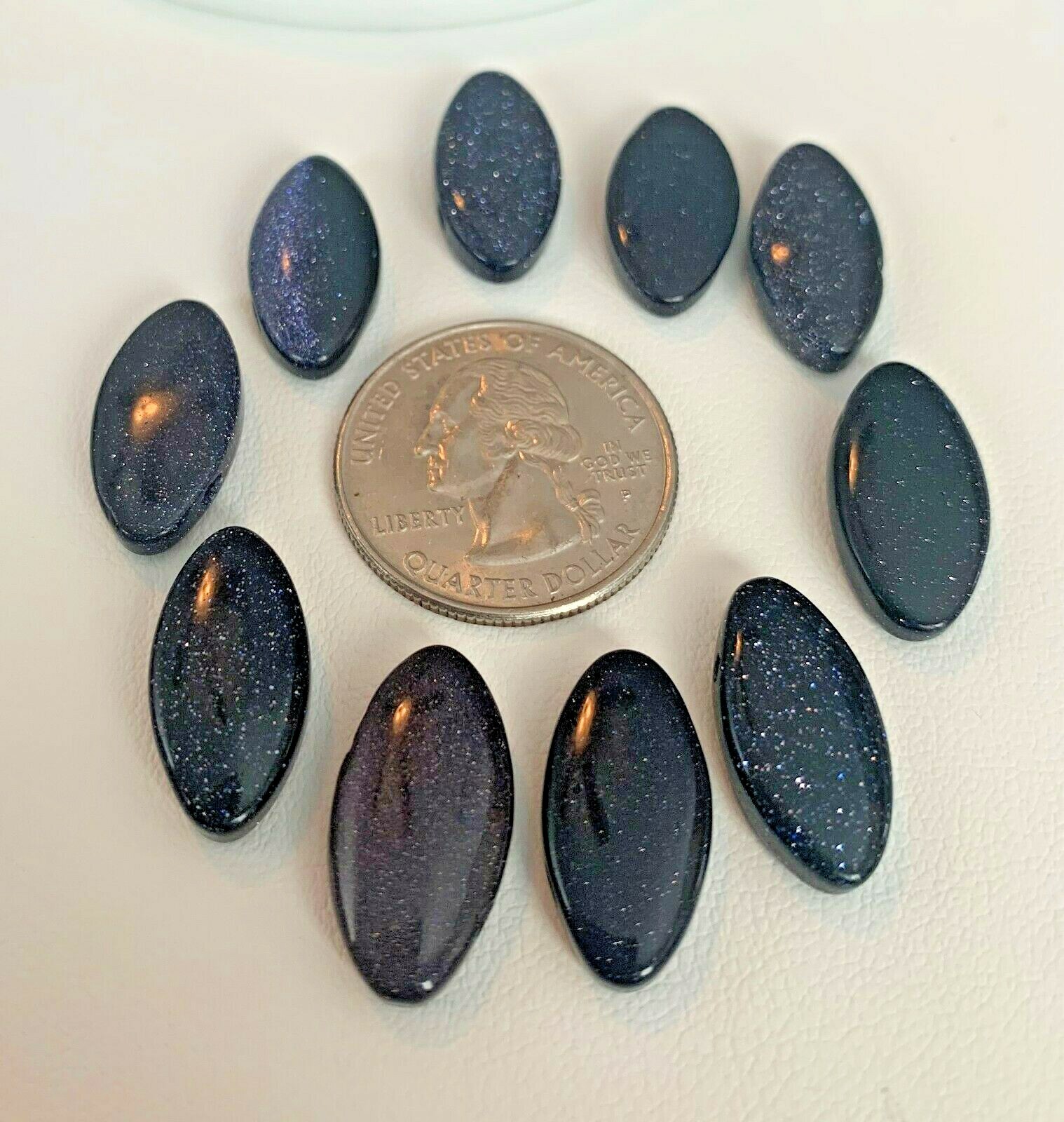 (10) 20mm Blue Goldstone Ovals CROSSED DRILLED – Gorgeous!