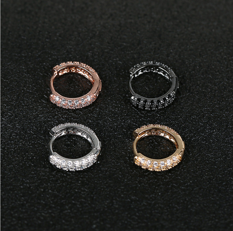 Black Silver Gold Plated Hoop Earrings Huggie Earrings Micro Pave CZ Piercings