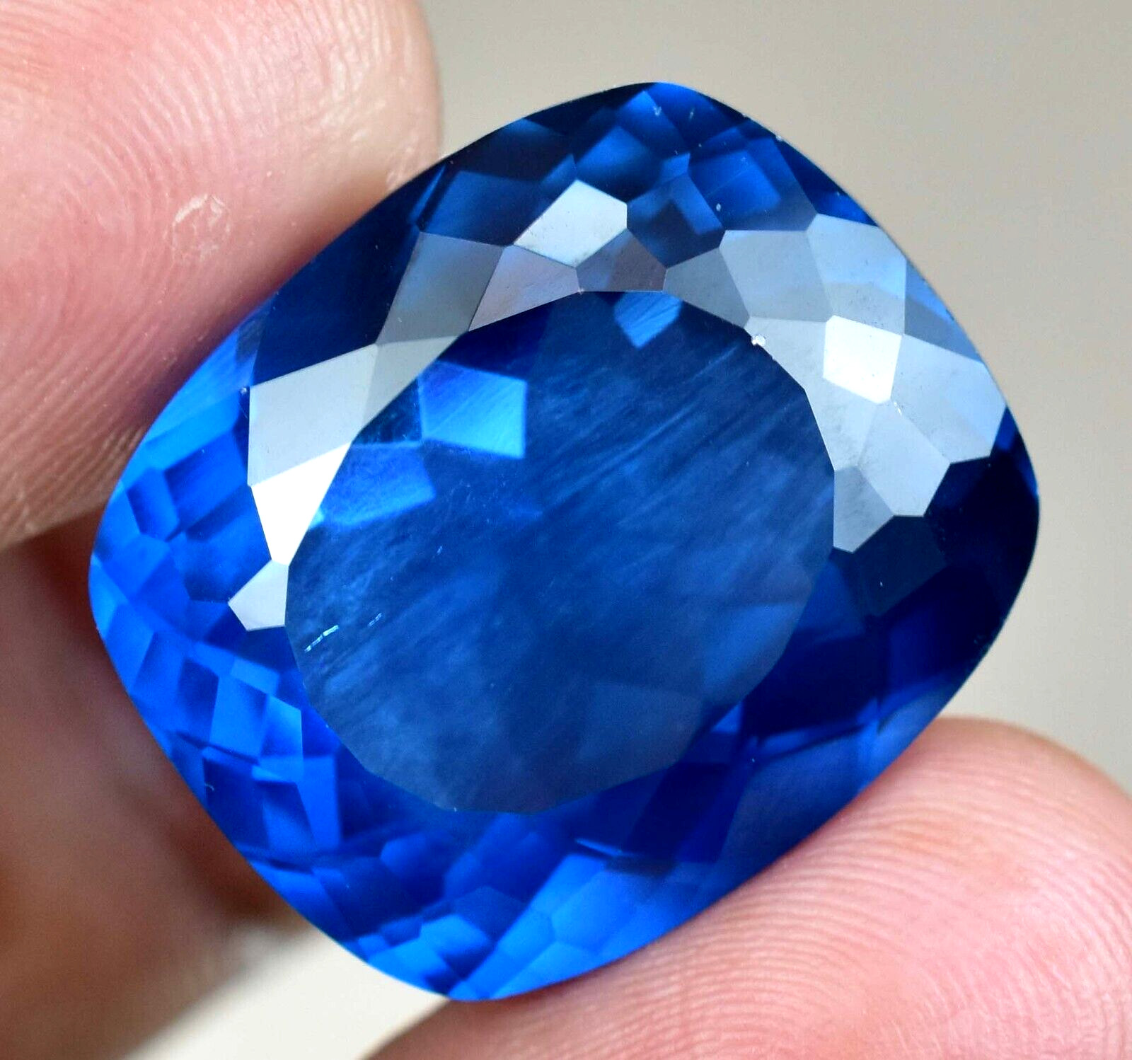 40.55 CT Natural London Blue Topaz AGL Certified Flawless Cushion Cut Gemstone
