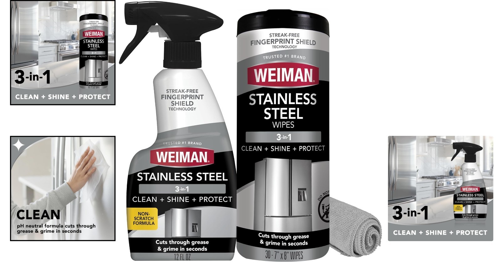 3-Piece Stainless Steel Cleaner & Polish Kit – Streak-Free Shine & Protection