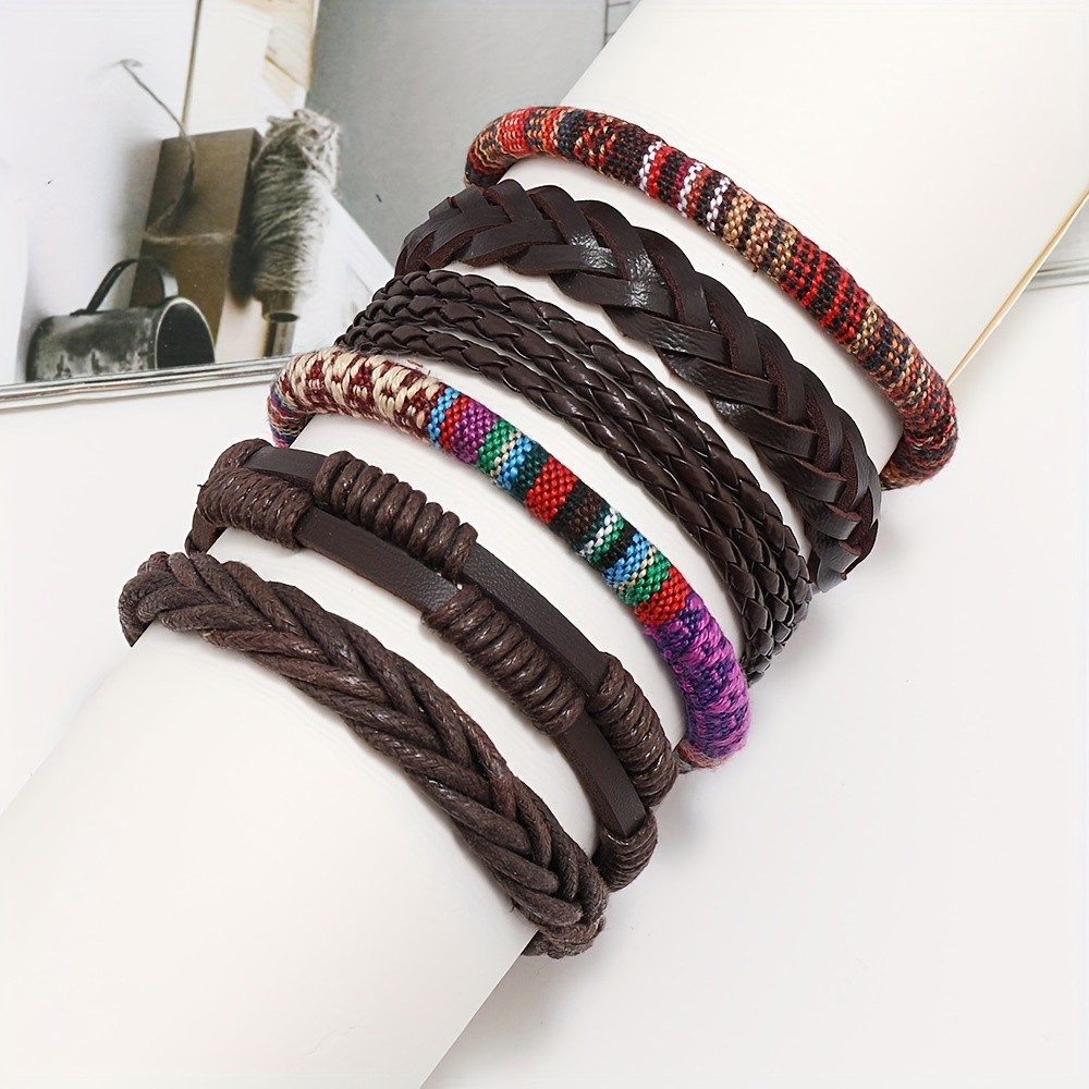 36Pcs Vintage Men Leather Braided Adjustable Bracelet Bulk Wholesale