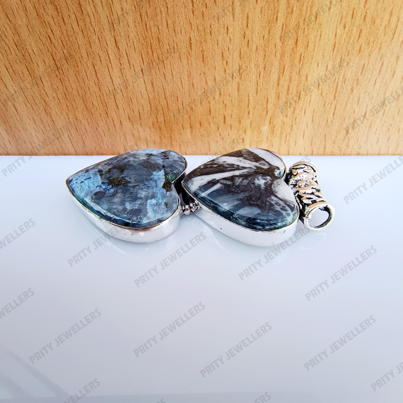 Natural Larvikite Gemstone 925 Sterling Silver Plated Pendant, Handmade Pendant