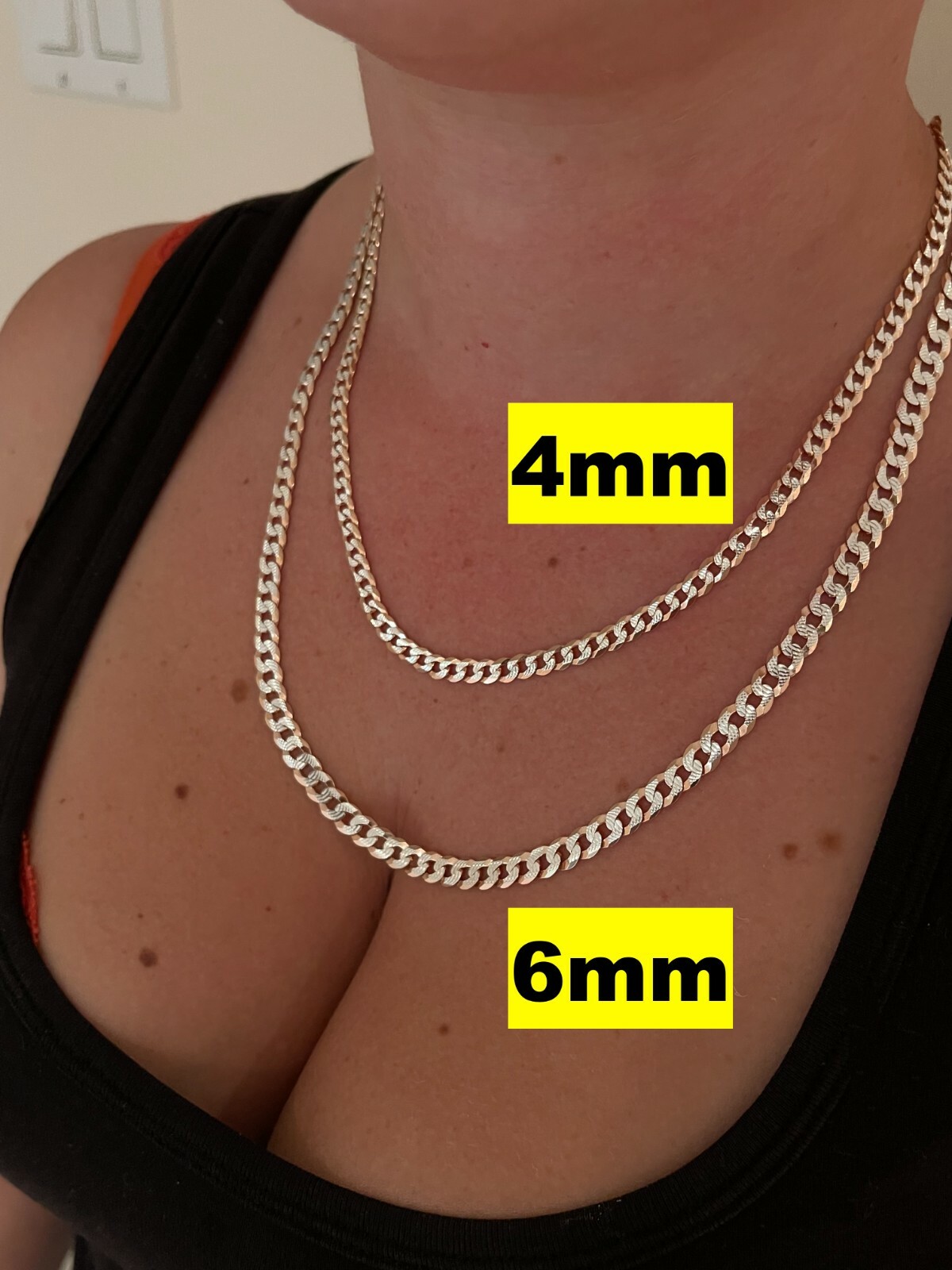 Miami Cuban Link Chain 14k Rose Gold Plated Solid 925 Silver Cut 5-8mm Necklace