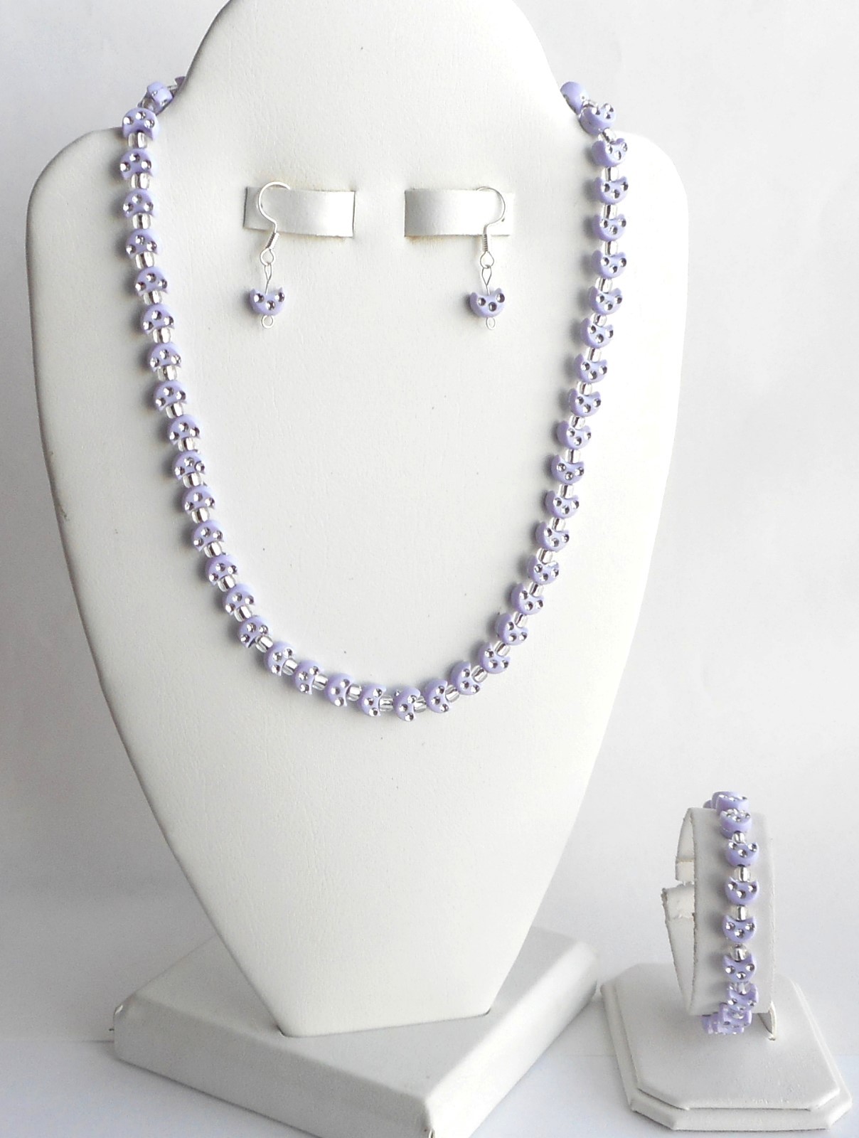 LAVANDER 1/2 MOON NECKLACE, BRACELET & EARRINGS 4 PIECE CHILD’S JEWELRY SET-WOW