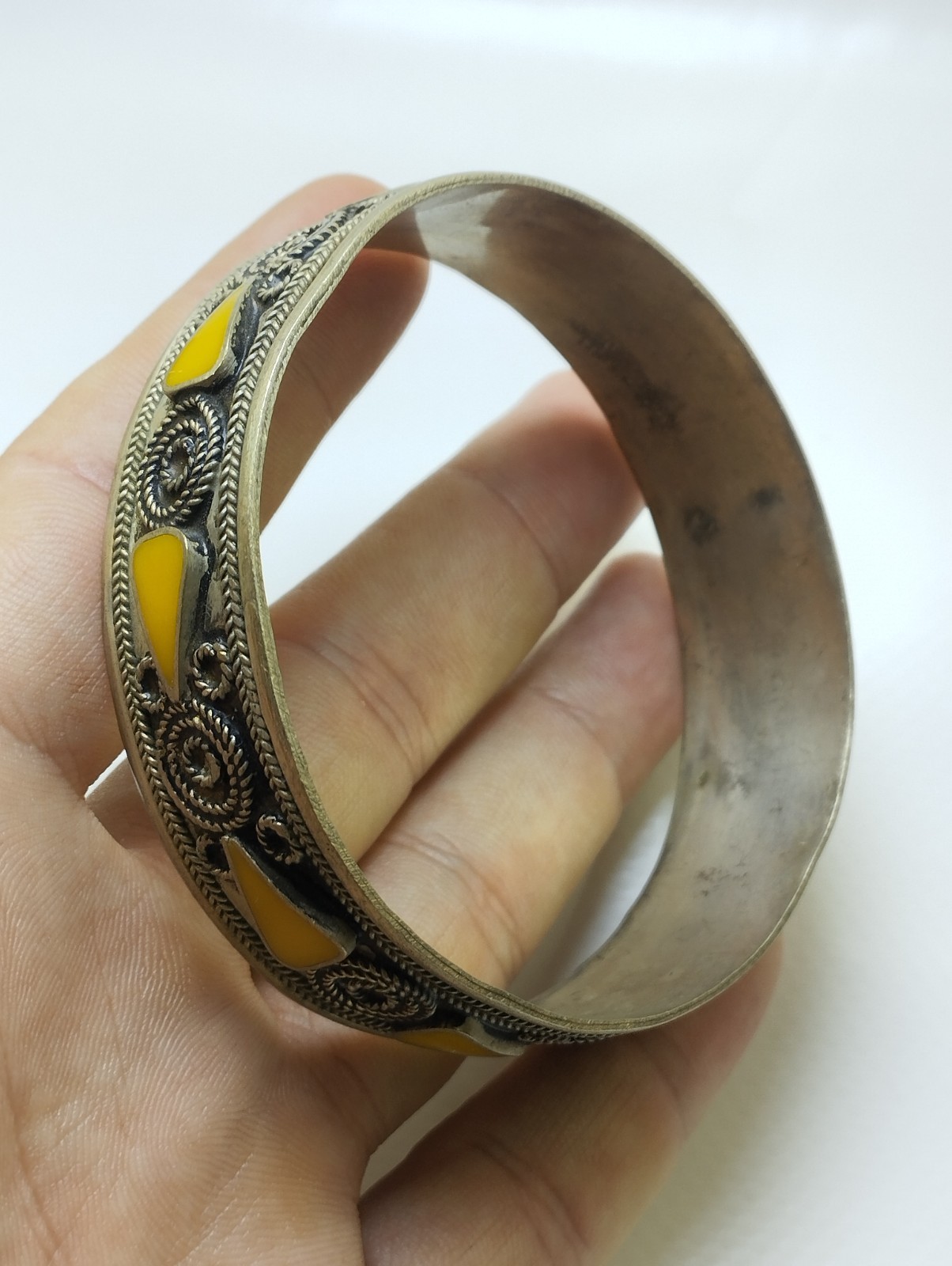 RARE ANTIQUE MOROCCAN BERBER SILVER CUFF BRACELET HANDCRAFTED TUAREG DESIGN