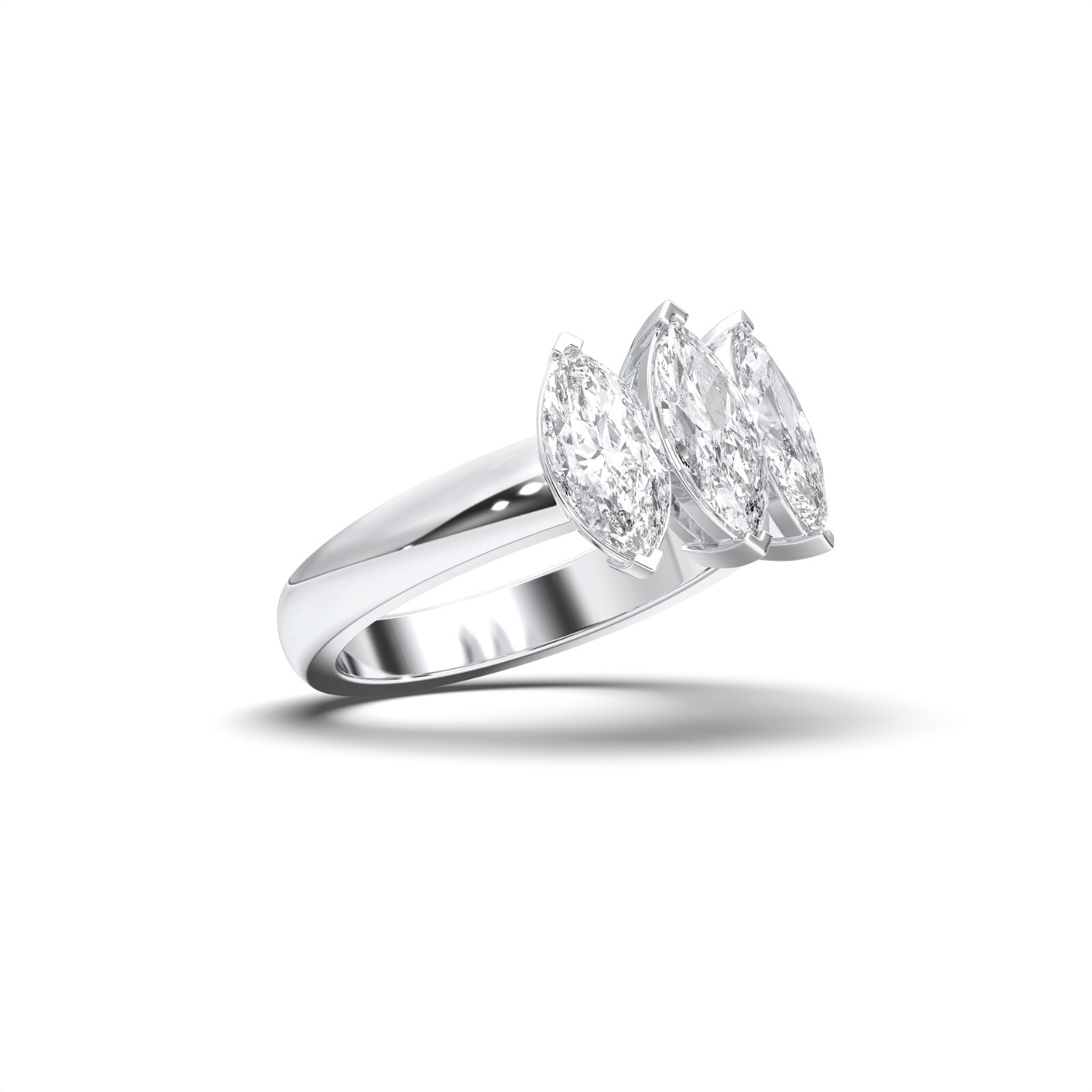 2.25 Ct Marquise Cut Moissanite Stone 3 Stone Engagement Ring in Silver For Her
