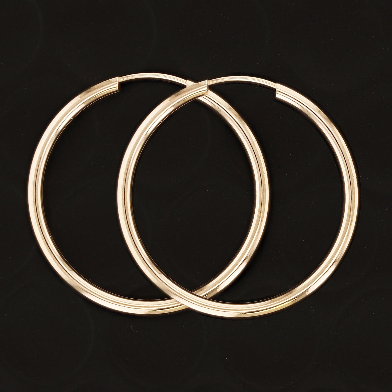 Italian 14k Yellow Gold High Polish Round Endless Hoop Earrings 24.7mm x 1.5mm