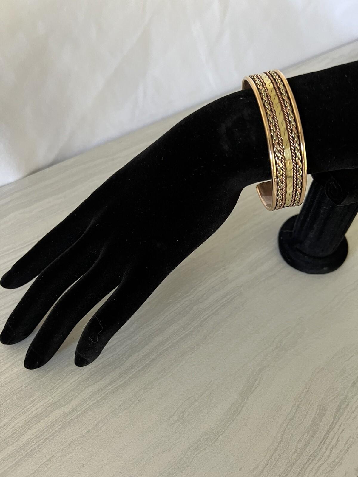Copper, Brass, Silver Tri-Color Braided Bracelet Arthritis Therapy Cuff