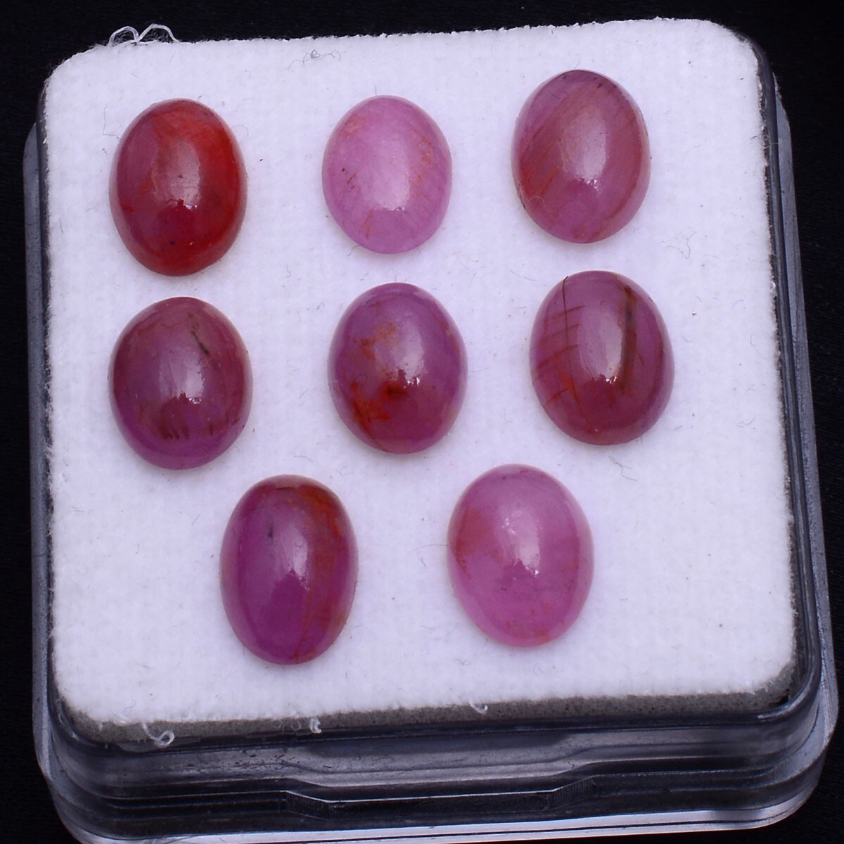8 Pcs Natural Ruby 7.71mm-8.76mm Oval Cabochon Untreated Dazzling Red Gemstones