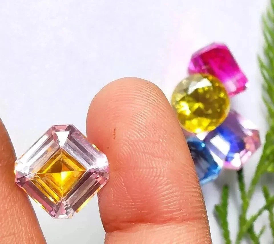 Natural 100 Ct Ceylon Pitambari Sapphire Bi-Color Certified Lot Mix Cut Gemstone