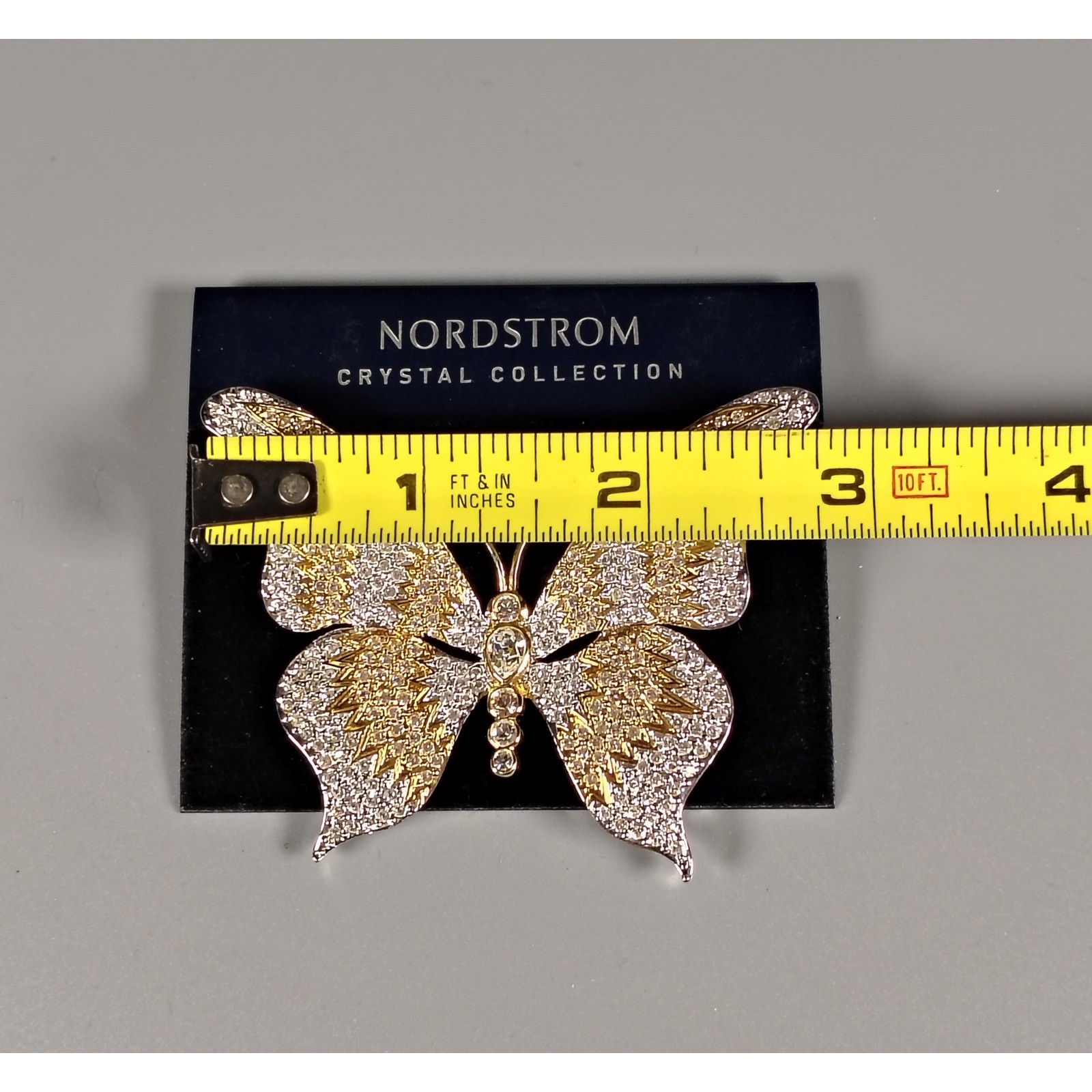 Vintage Nordstrom Crystal Collection Butterfly Brooch Pin 2.75″ – Rhodium Plated
