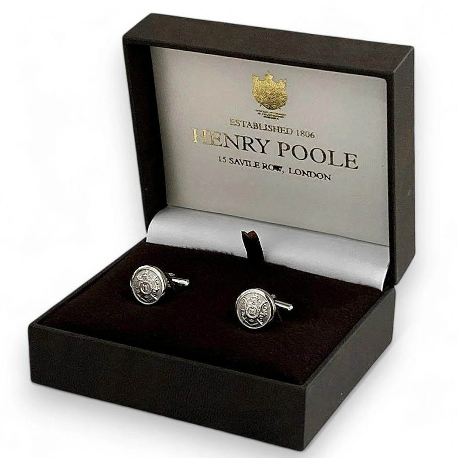 Henry Poole Brass Swivel Cufflinks Japanese Manufacture Silver #M-615