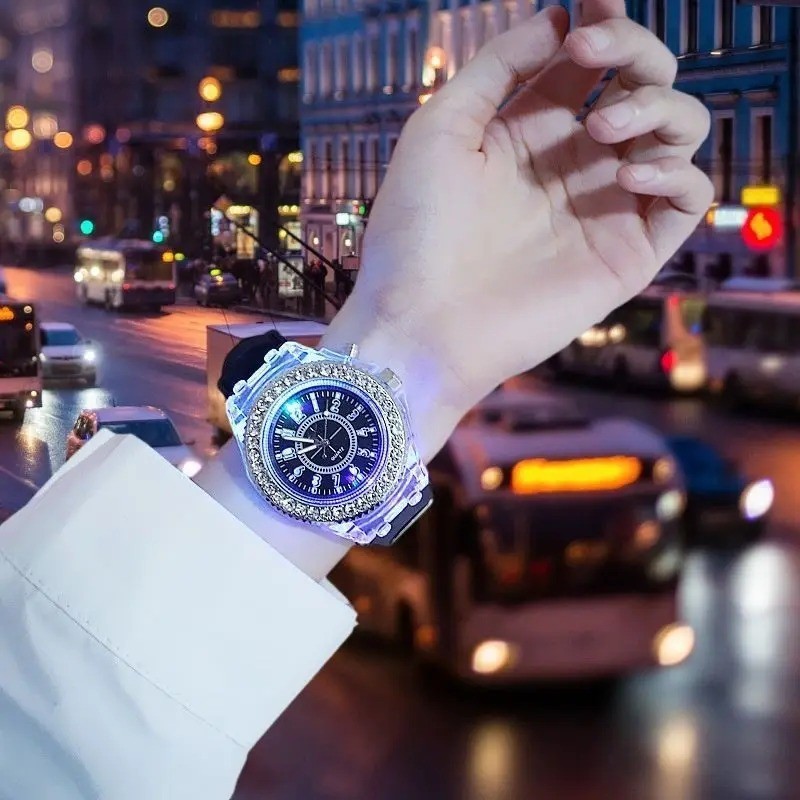Light Flash Luminous Watches Women Men Boys Girls Silicone Wrist Watch