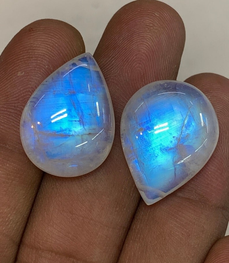 AAAAA Quality Rainbow Moonstone Blue Fire Pear Briolette 15×21 To 16×21 MM