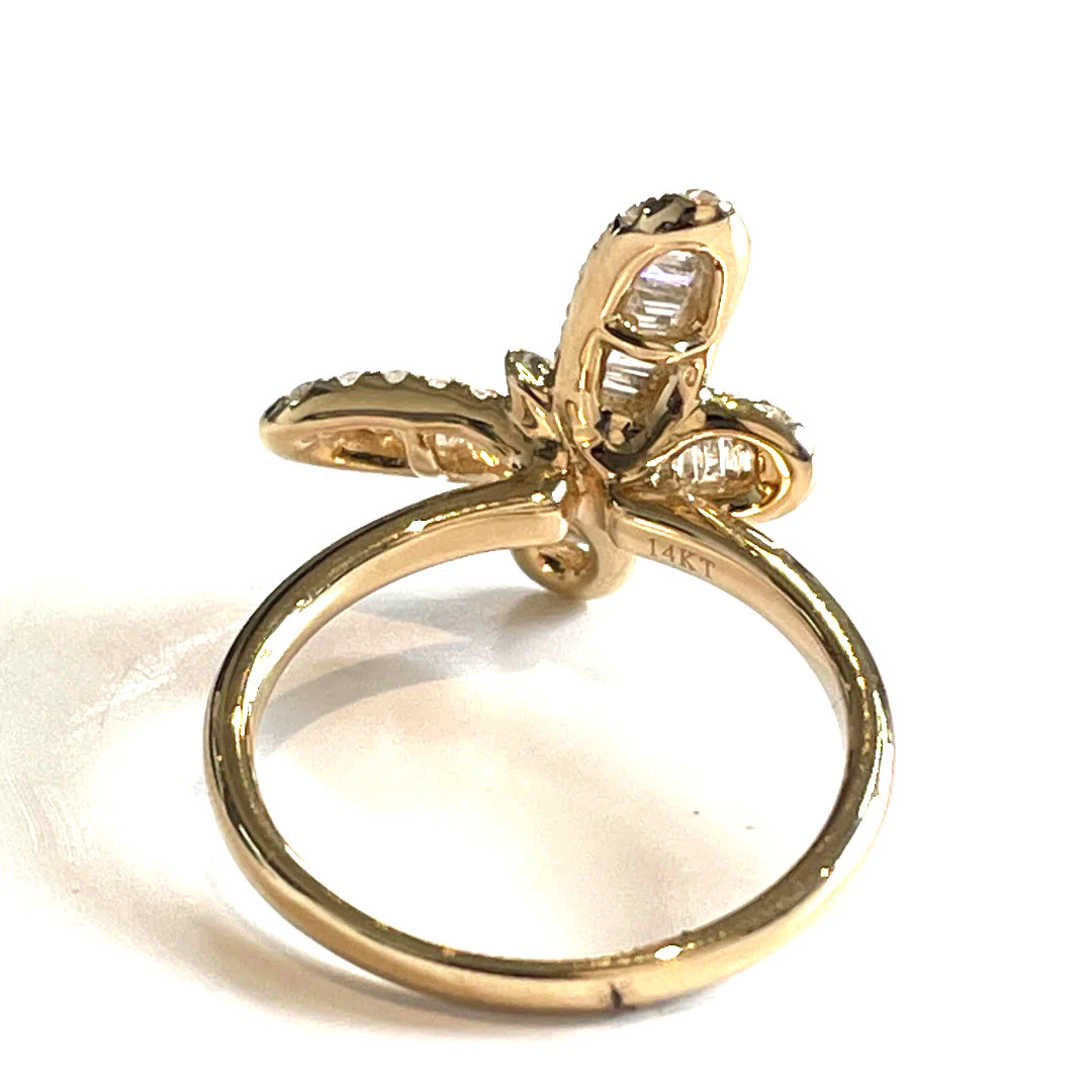 Gorgeous 14K Gold Butterfly Ring with 1.00 TCW Diamonds