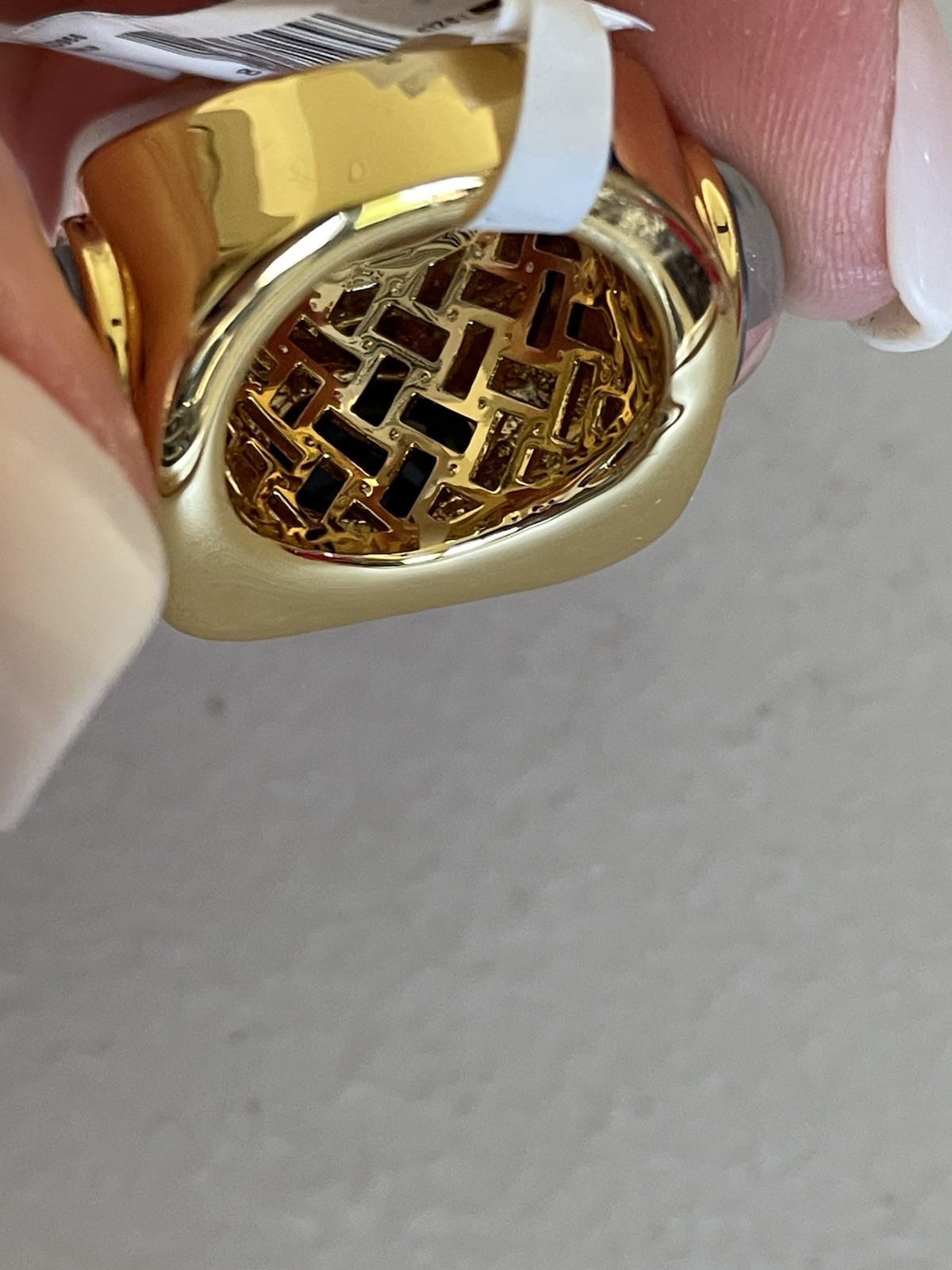 KURT GEIGER LONDON GOLD TONE CHUNKY MOOD RING SQUARE UN GREEN/ BLUE 7
