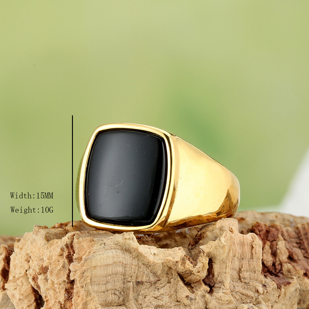 Men Square Signet Ring Statement Classical Wedding Band Cocktail Party Gift