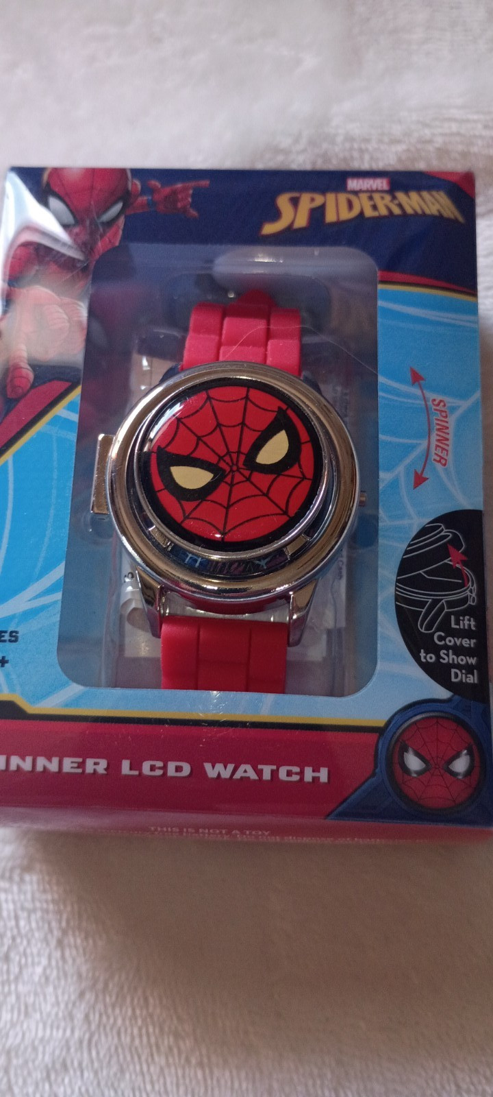 Marvel Spider-Man Spinner LCD Digital Quartz Kids Wristwatch Red Strap