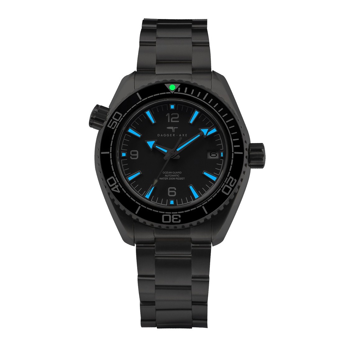 Dagger Axe The Ocean Automatic Titanium Black Steel Sapphire Date Men’s Watch