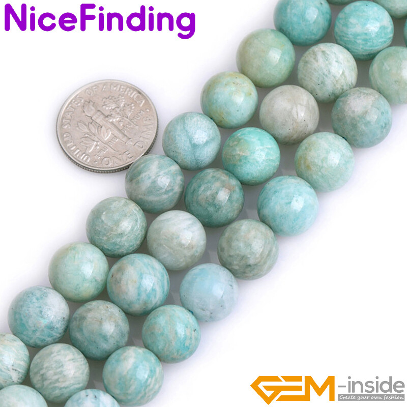 African Blue Amazonite Natural Gemstone Round Loose Beads Jewelry Making 15”