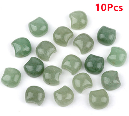 10Pcs 16x15x8mm Green Aventurine Faceless Cat Head Horizontal Holes Beads ETY52