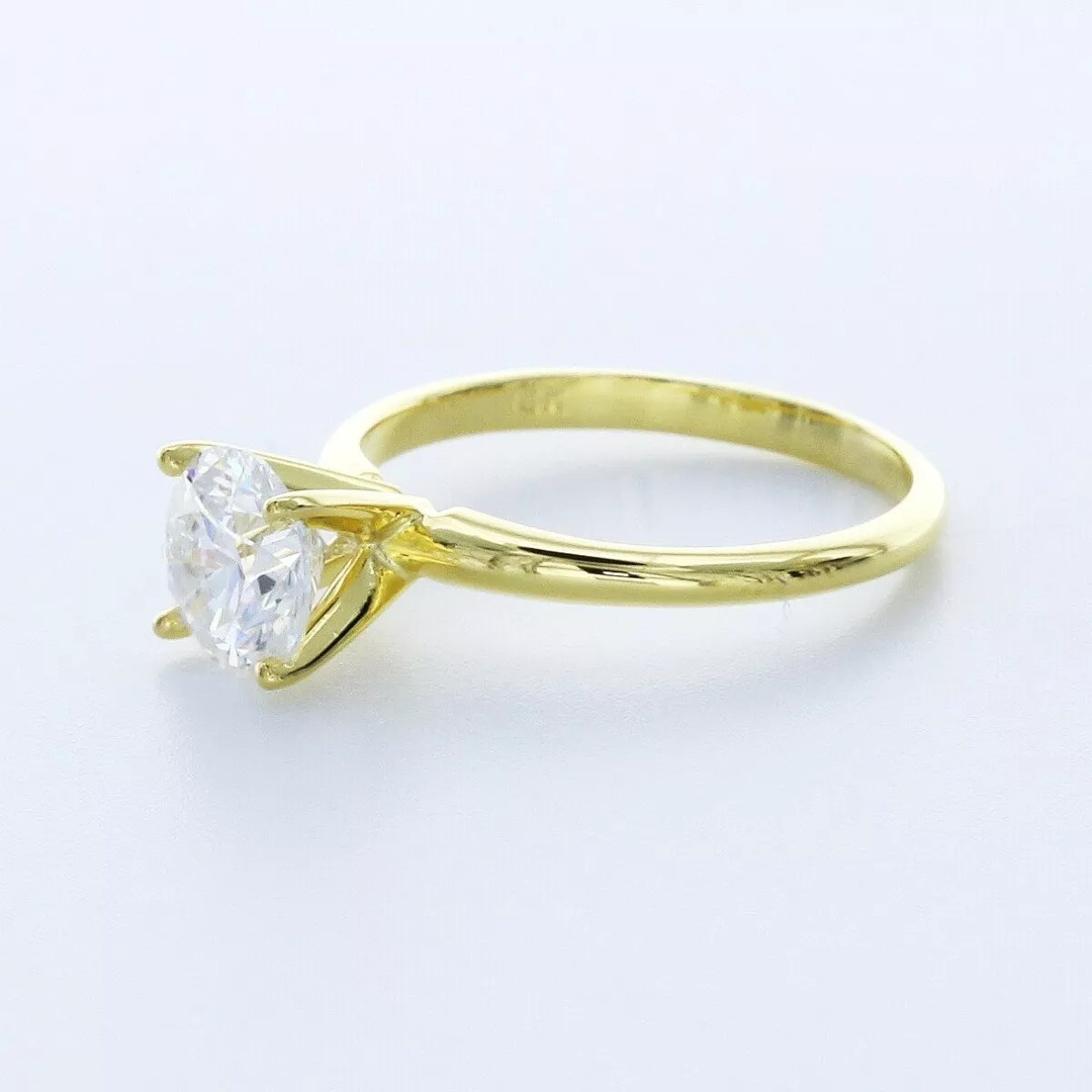 Solitaire Engagement Ring 14K Gold Petite Round 1.60 CT Lab-Grown Diamond F VS1