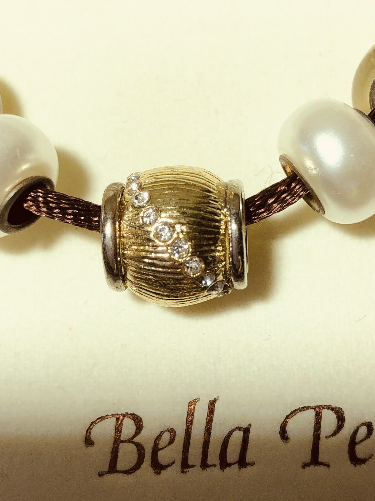 Bella Perlina European Bracelet Charms Faux Pearls Gold Tone Rhinestones beads