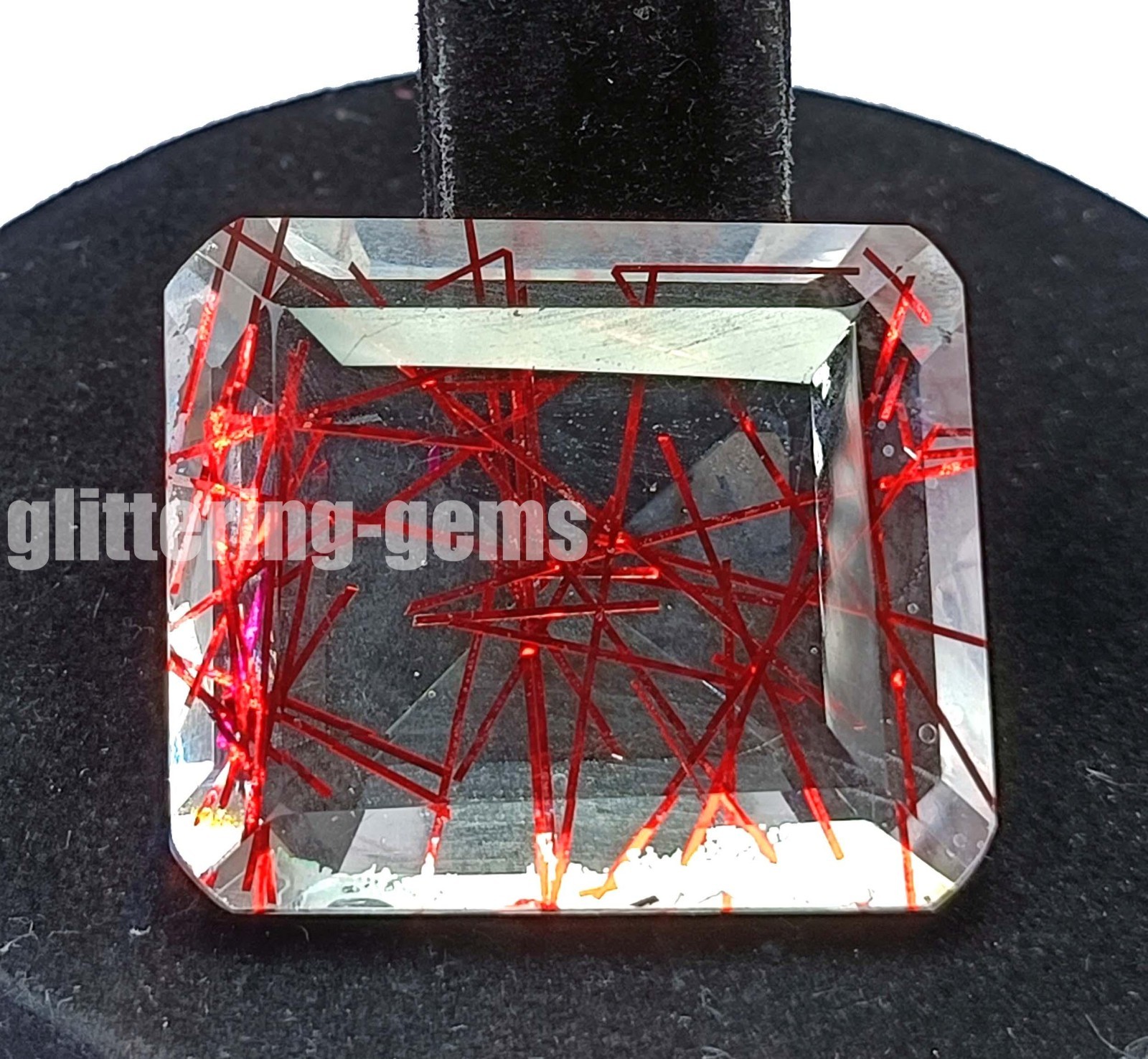 Natural Red Rutilated Quartz 120Ct Emerald Cut Loose Gemstone IGL Certified 5DNB