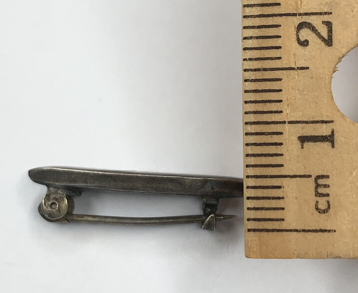 Antique VTG Men’s Sterling 925 Art Deco Marquise Abalone 1” Bar Lapel Tie Pin