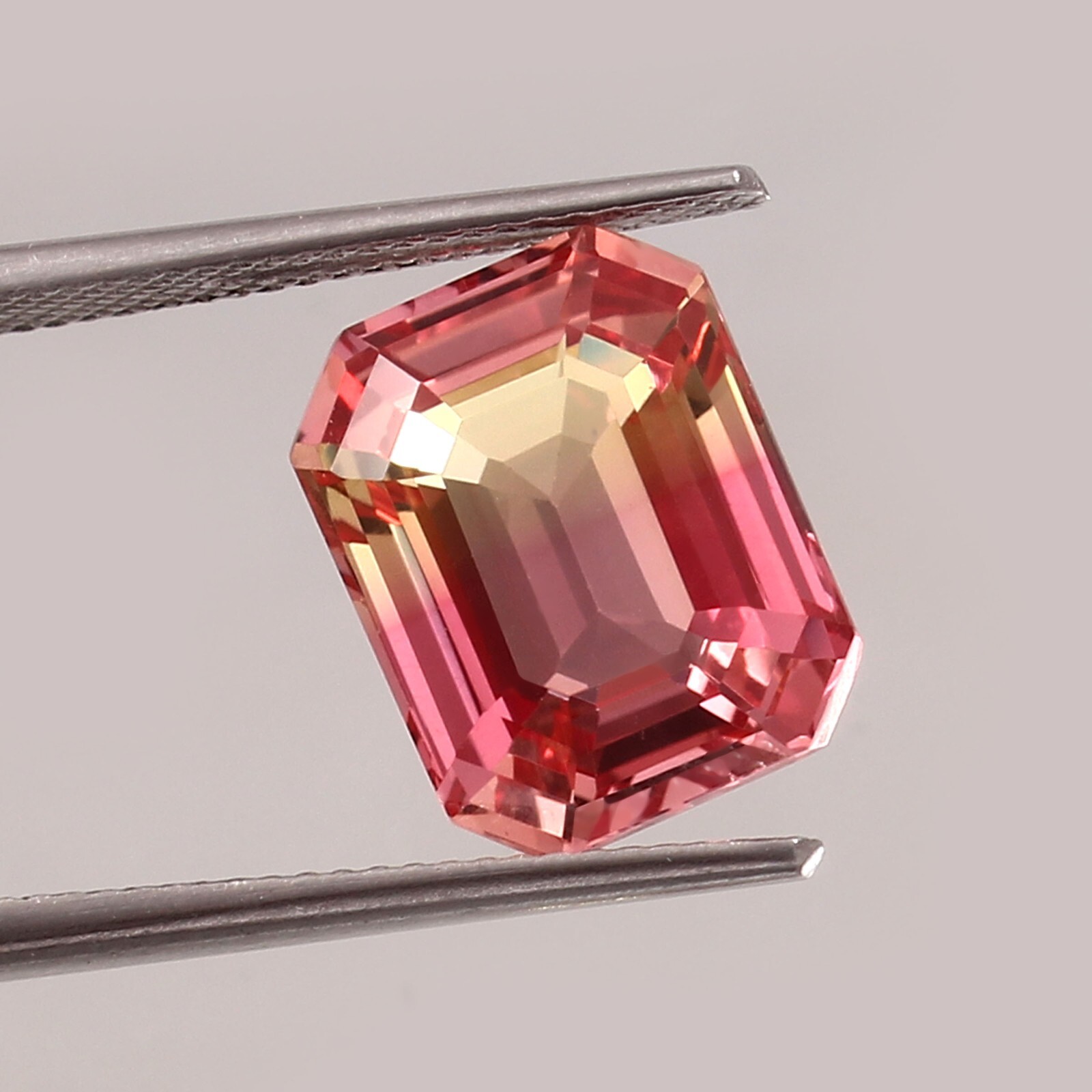 AAA Natural Flawless Ceylon Bi-Color Sapphire Loose Radiant Cut Gemstone 8.85 Ct