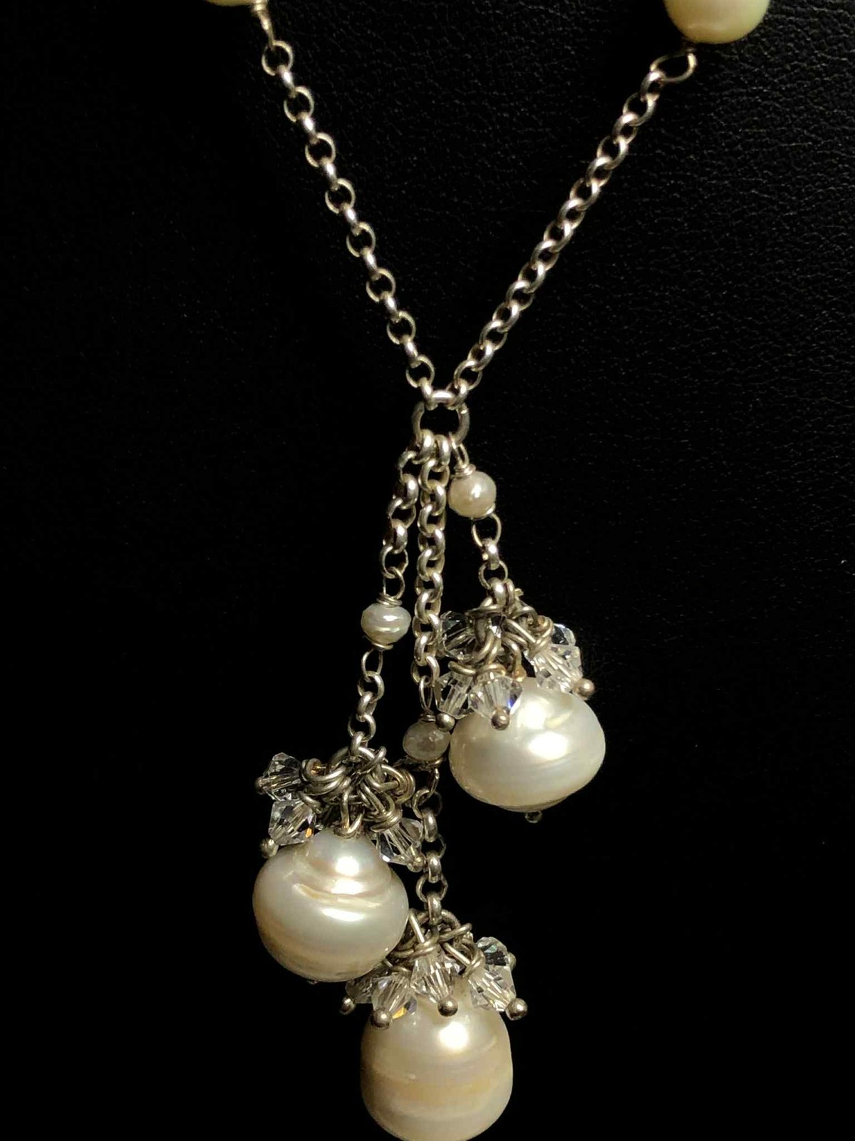 6735 Sterling silver Italy 925 12mm Pear Crystal pendant necklace 18″ 22.4 grams