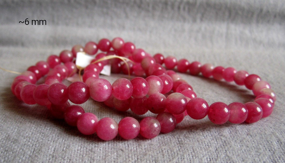 Watermelon Tourmaline Bracelet • Approx Ø 6.4+8.3mm / 15-21cm • Elastic