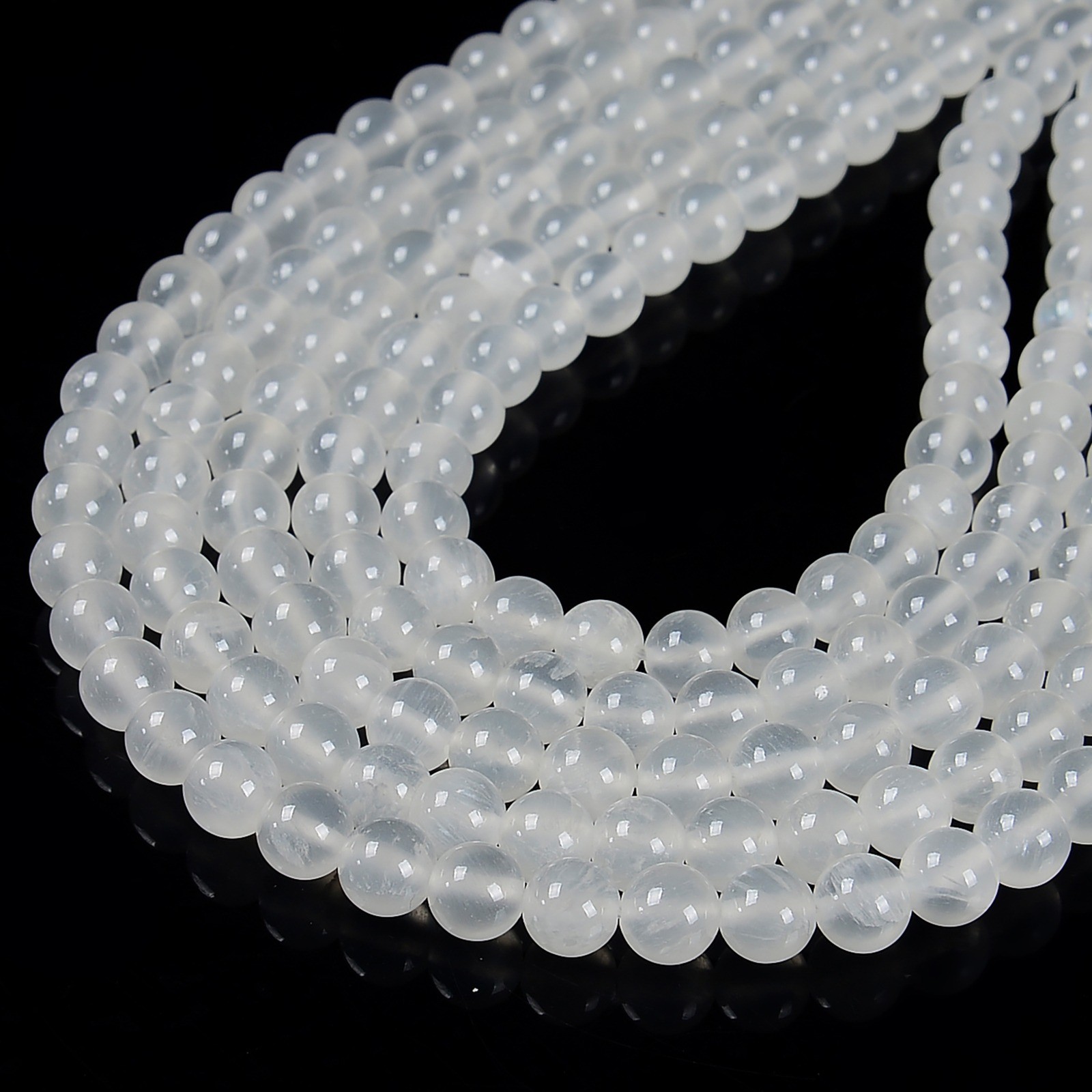 Natural White Calcite Smooth Round Beads 8mm 15.5”Strand