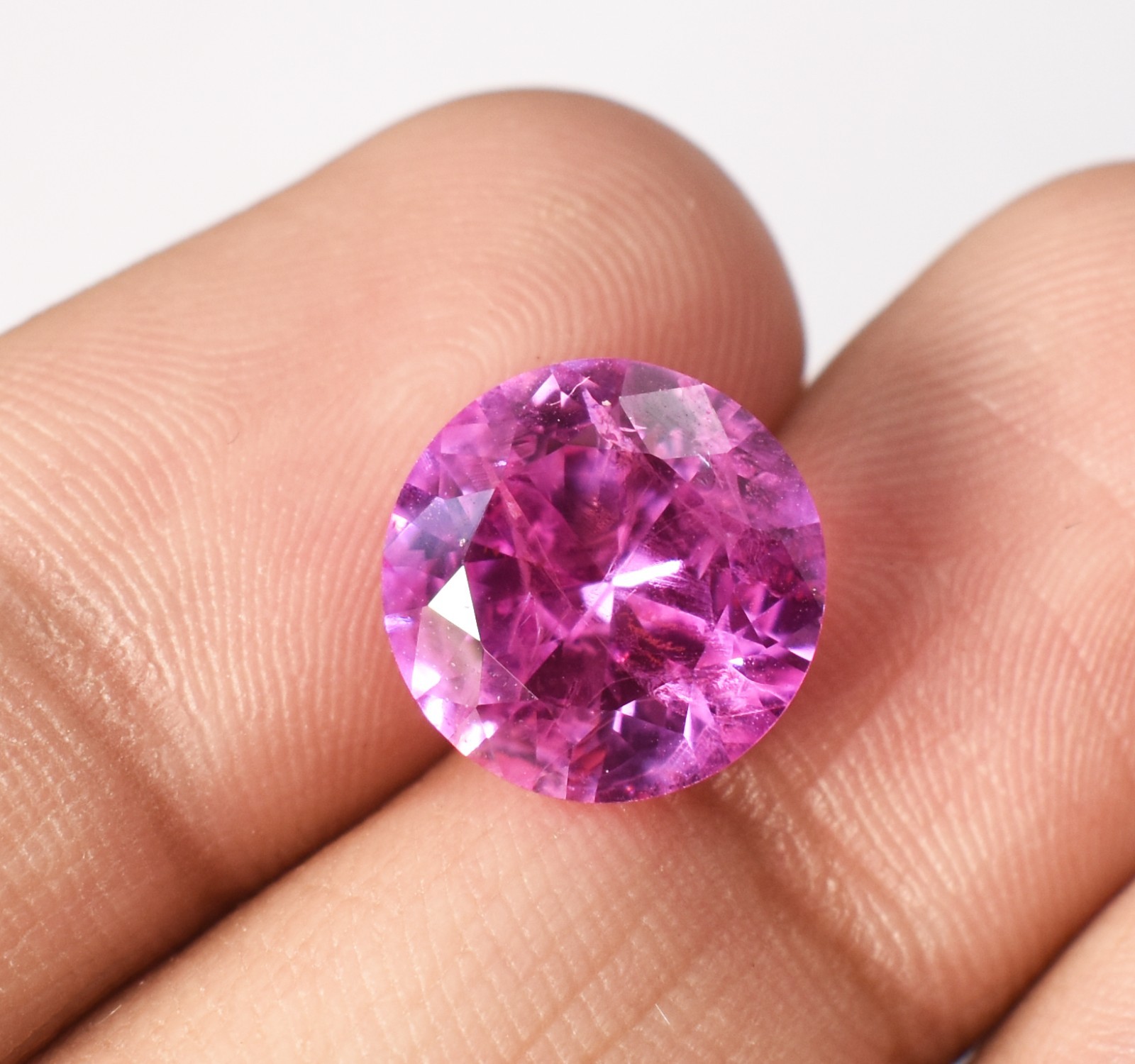 Lab Grown Pink Sapphire With Inclusion Loose Round Shape Gem Stone for Jewelry