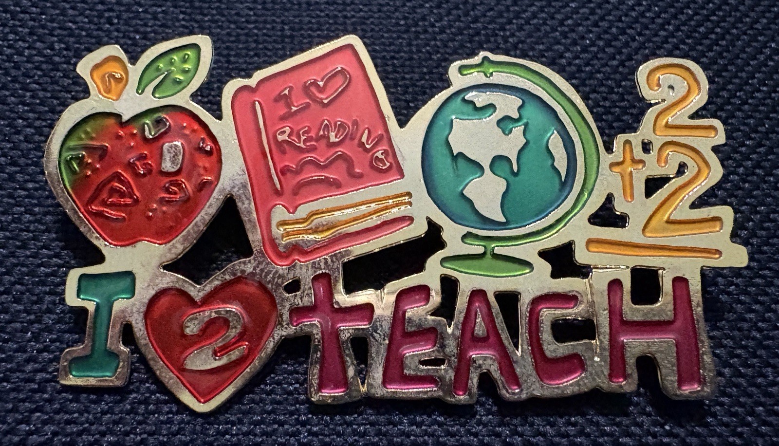 Two Hands Teacher Brooch I Love 2 Teach Teacher Appreciation Gift School Apple