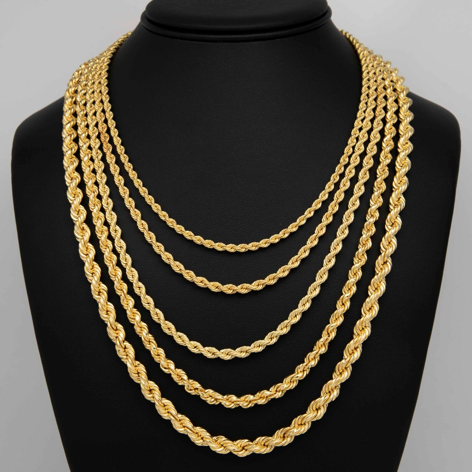 Rope Chain 14K Yellow Gold-Plated Hollow Sterling Silver 925 All Sizes
