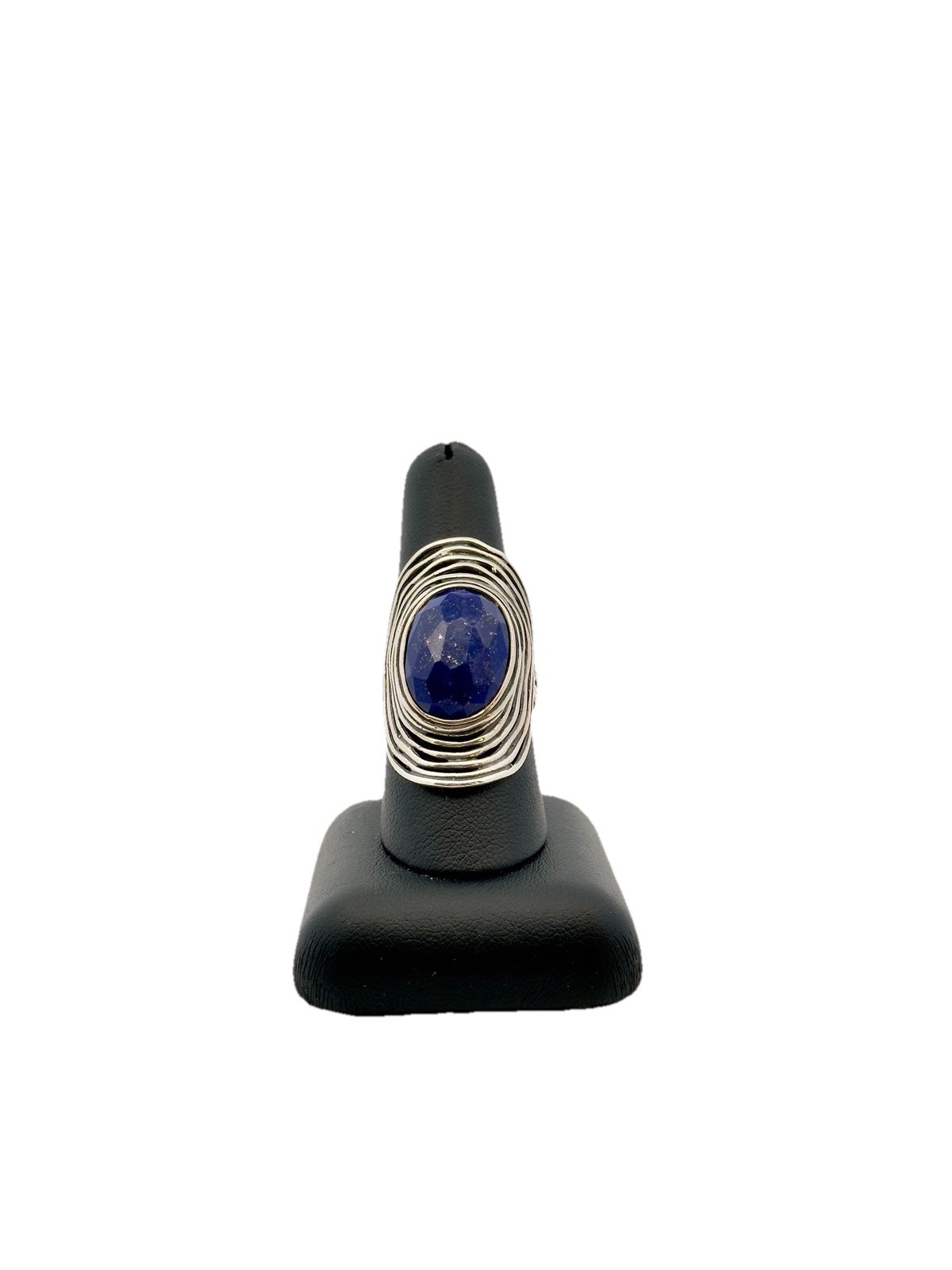 Paz Creations 925 Sterling Silver Cushion Lapis Lazuli Modernist Statement Ring