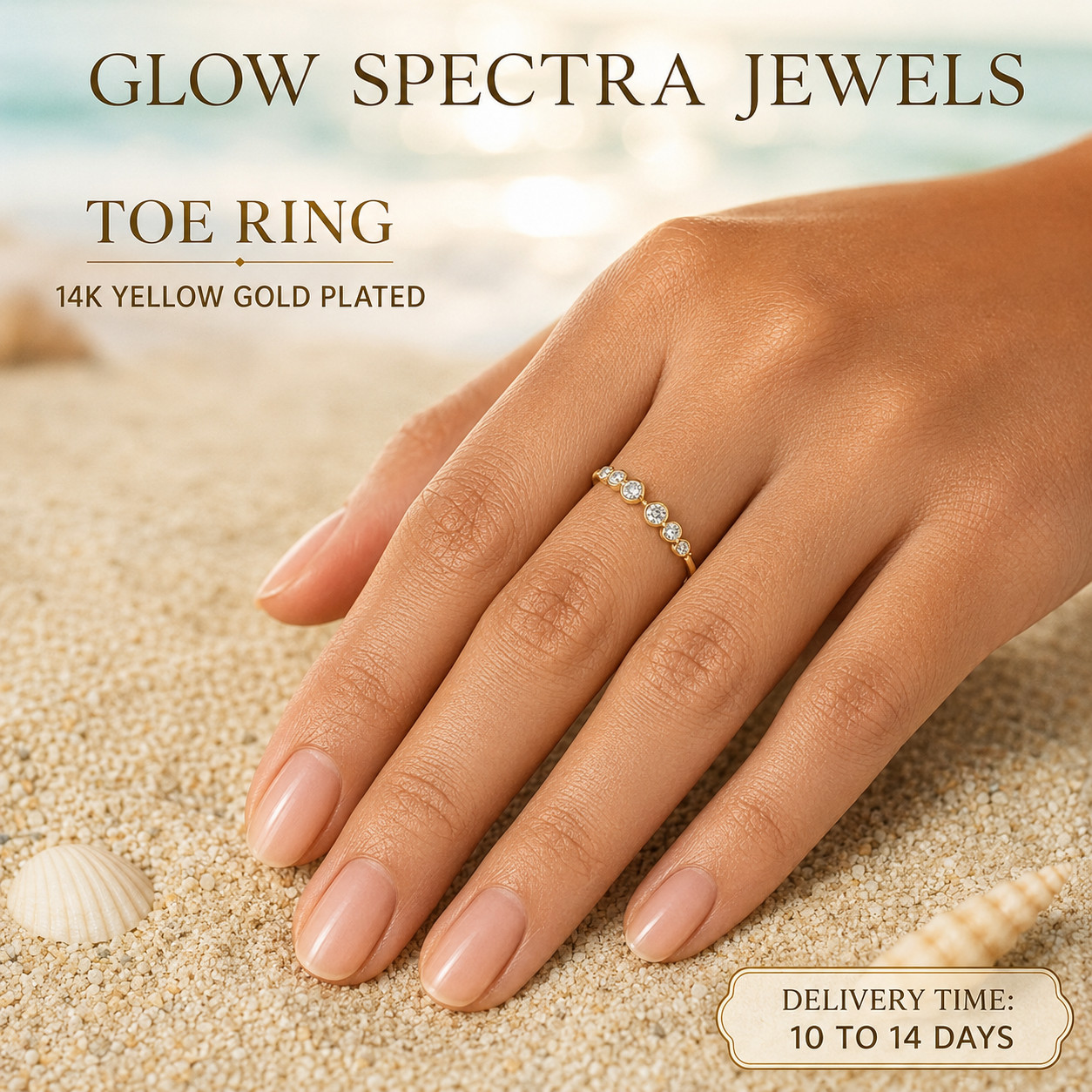 0.30 Ct Round Cut Diamond Adjustable Women’s Toe Ring 14K Yellow Gold Plated