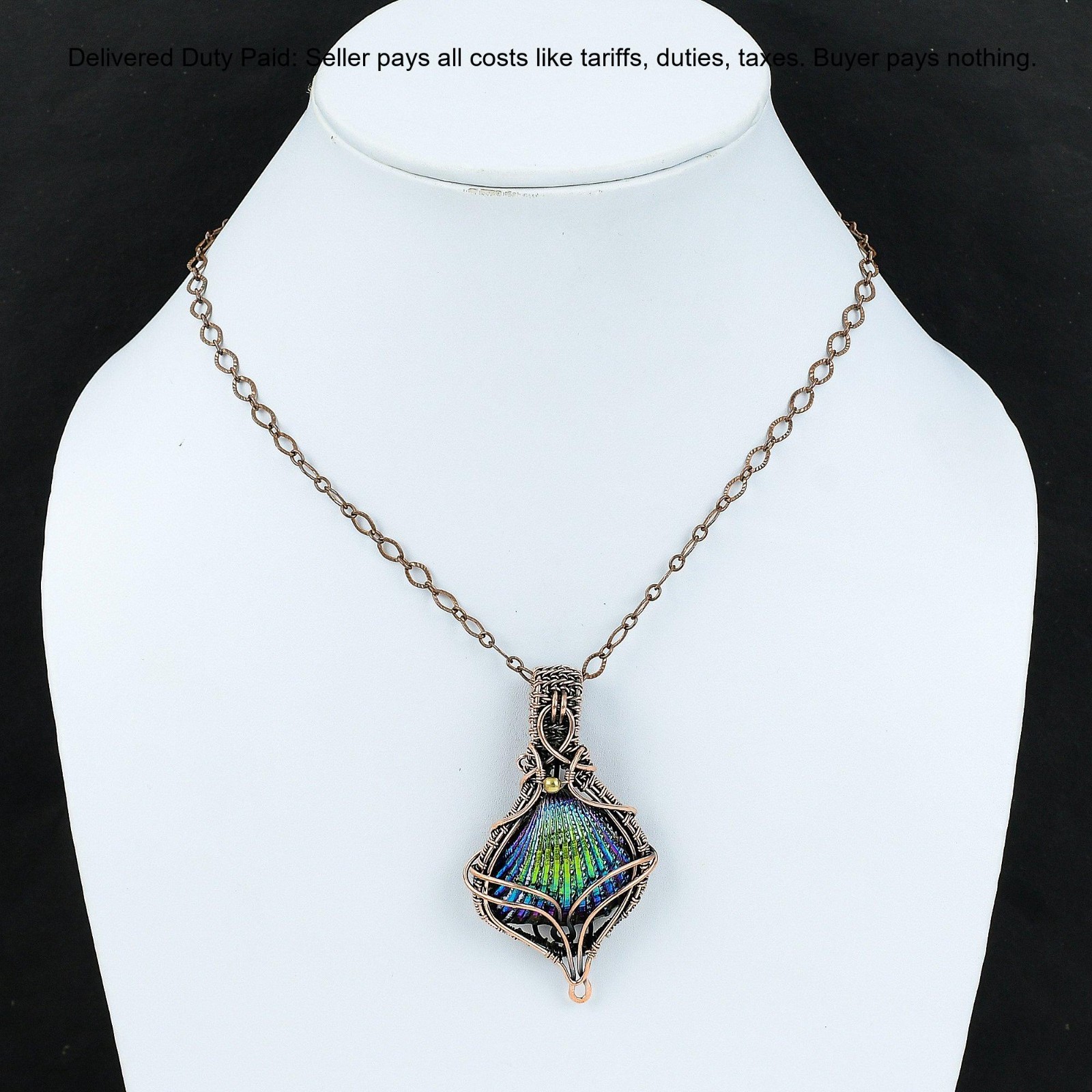 Natural Titanium Coated Shell No Stone Wire Wrapped Mother New Pendant Copper
