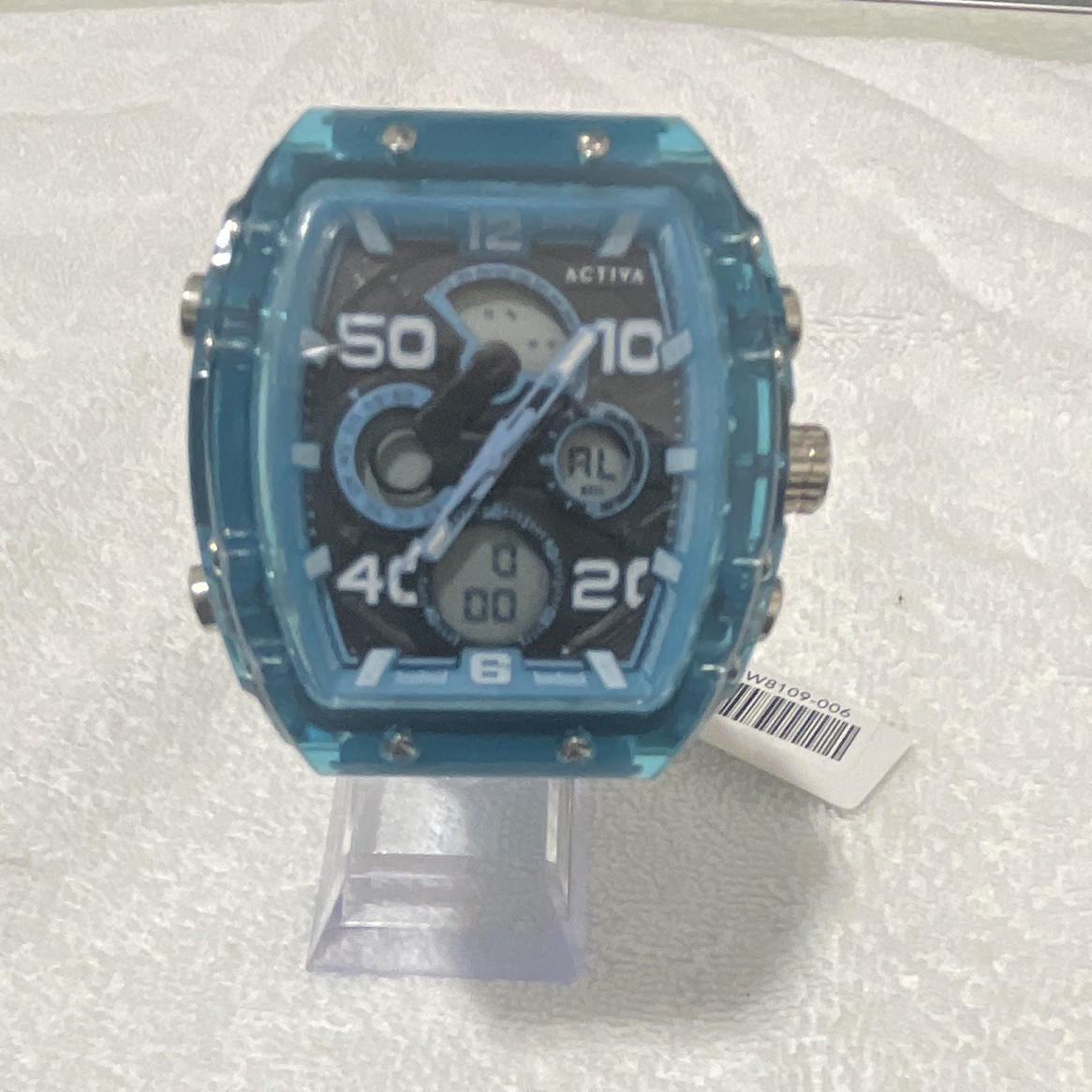 Activa Tonneau Analog/Digital Quartz 100m 50mm Blue Silicone Strap Sport Watch