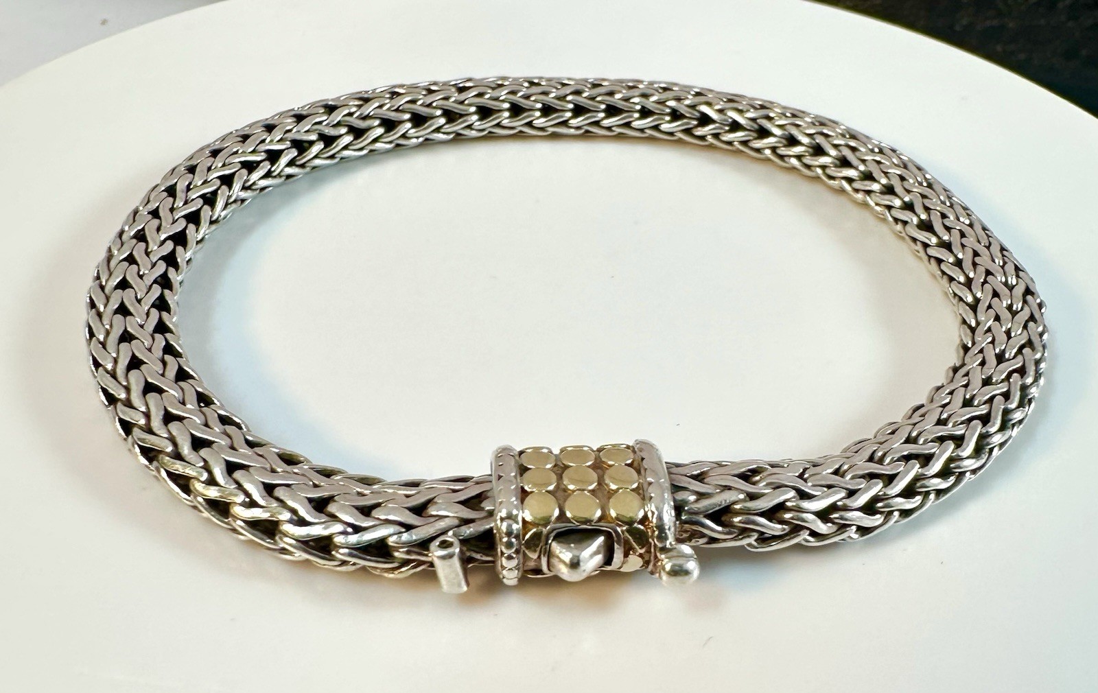 John Hardy Dot Bracelet – 18K Gold and Sterling Silver 7.75”