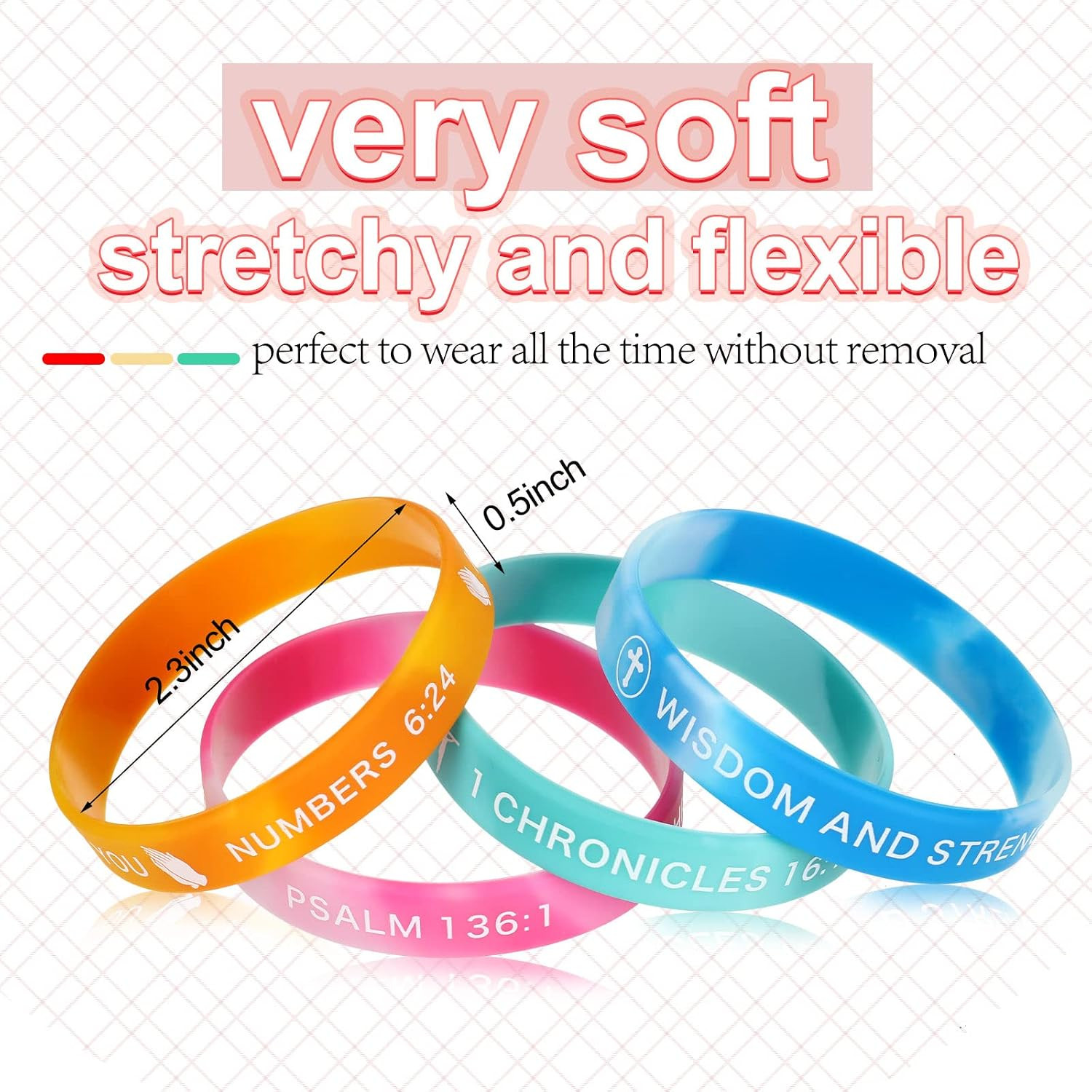 60 Pcs Religious Silicone Bracelets Bulk Bible Verse Bracelet