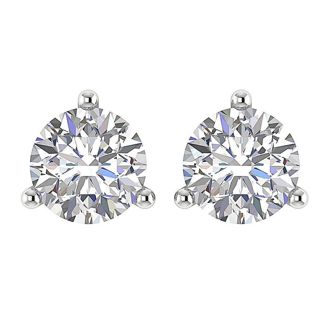 Martini Prong Set 0.70Ct Natural Diamond Solitaire Studs Earrings 14K Solid Gold