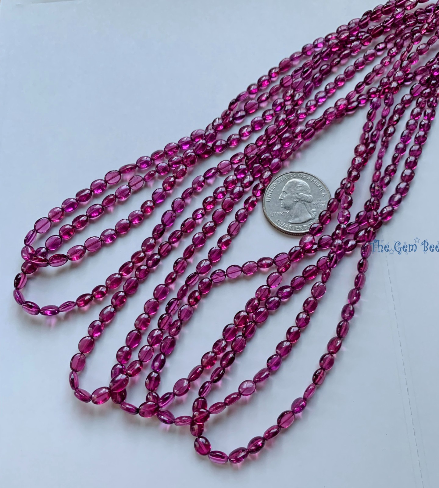 Berry Pink Rhodolite Garnet Smooth Oval Nugget Beads 16 Inch strand