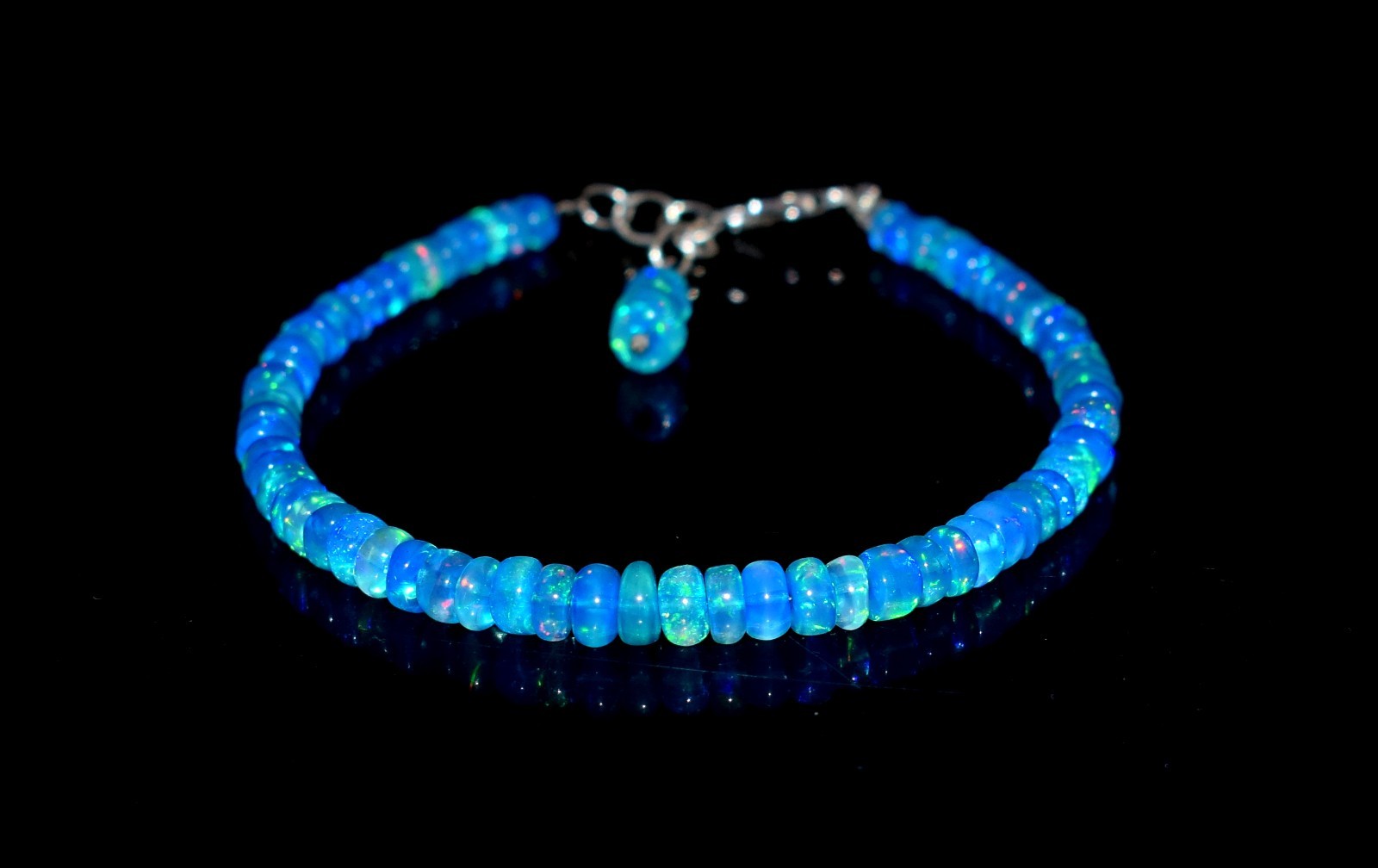 7.5″ Natural Ethiopian Welo Fire Opal Gemstone Beads Bracelet Handmade AF0302