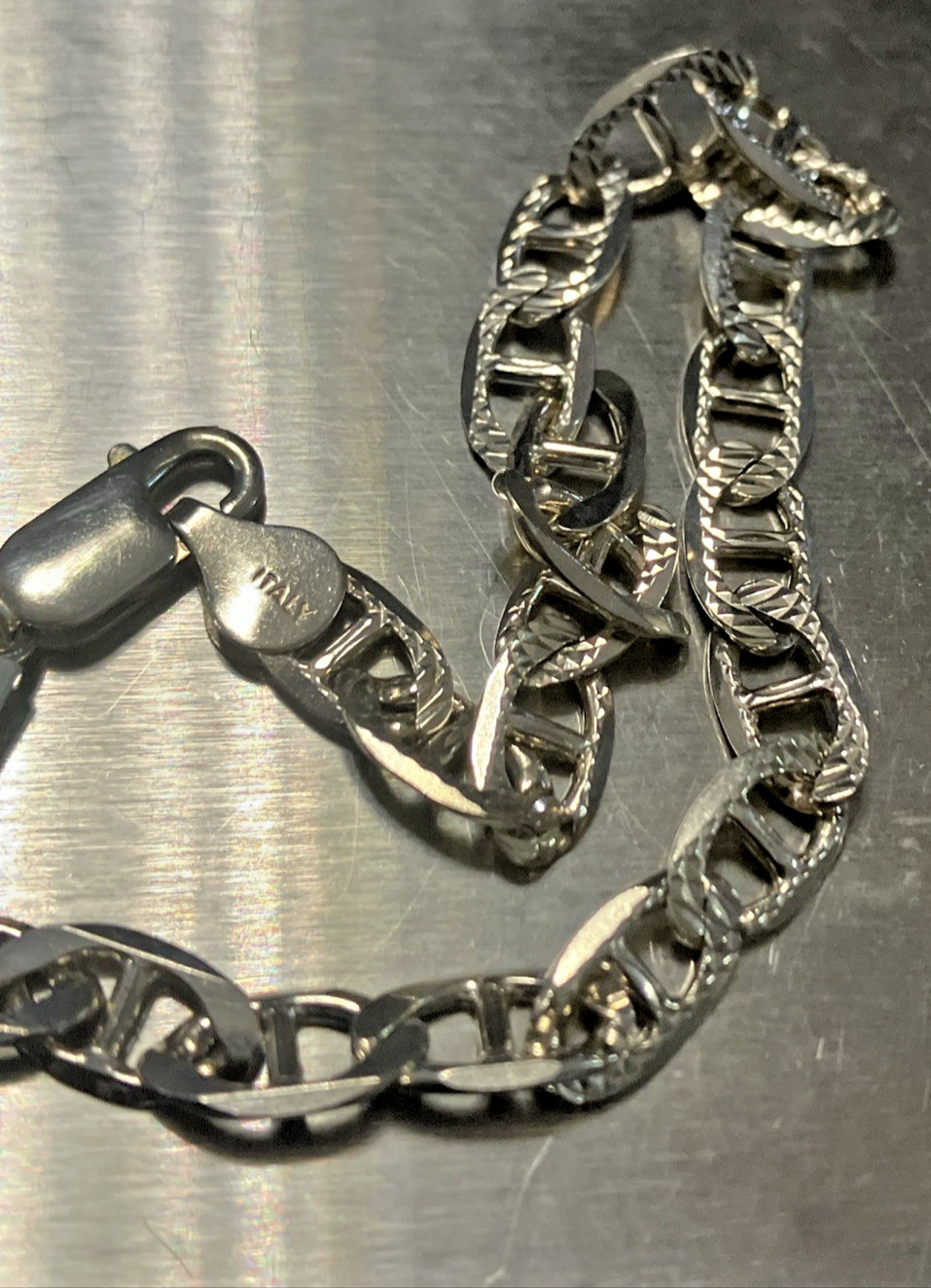 925 Italy Sterling Silver Mariner Link Solid Bracelet 8.25grams 8.2” 6.2mm NWT