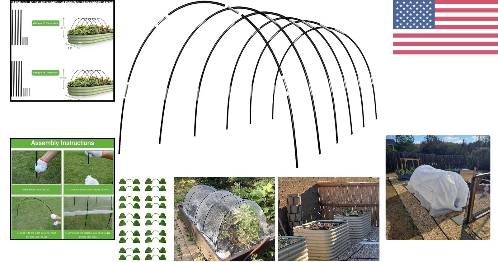 Mini Greenhouse Kit: 6 Sets of 7FT Rust-Proof Hoops for Optimal Plant Growth
