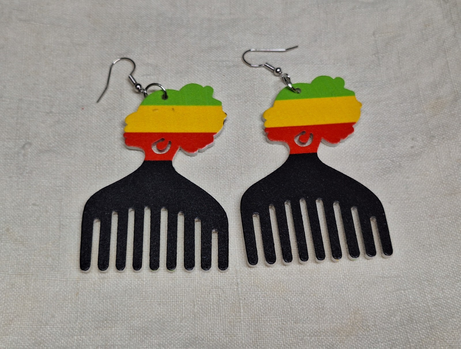 African Pattern Earrings – NO TARNISHING Wood Dangle