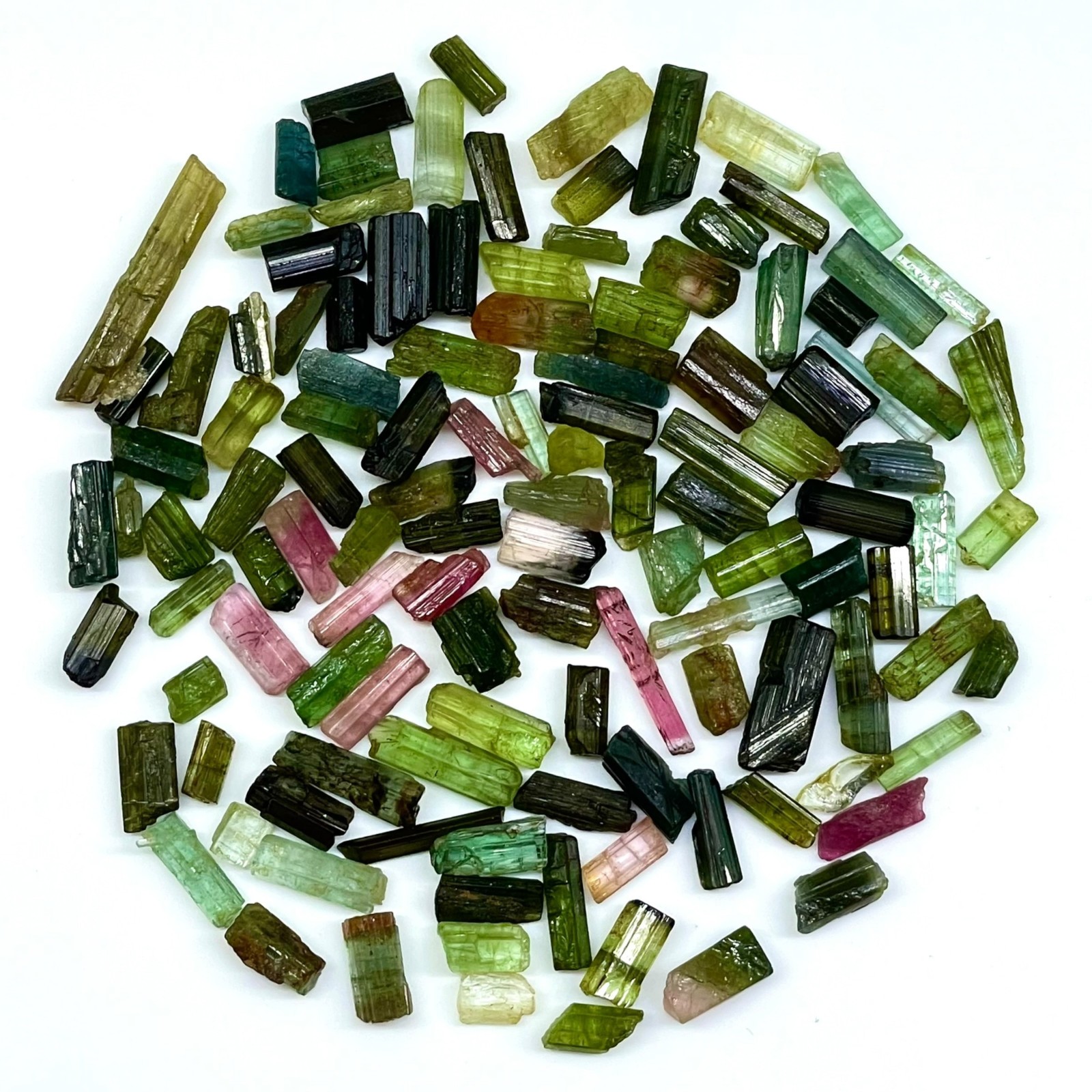 120 Pcs Natural Tourmaline 5-21mm Multi Color Rough Stick Loose Gemstones Lot