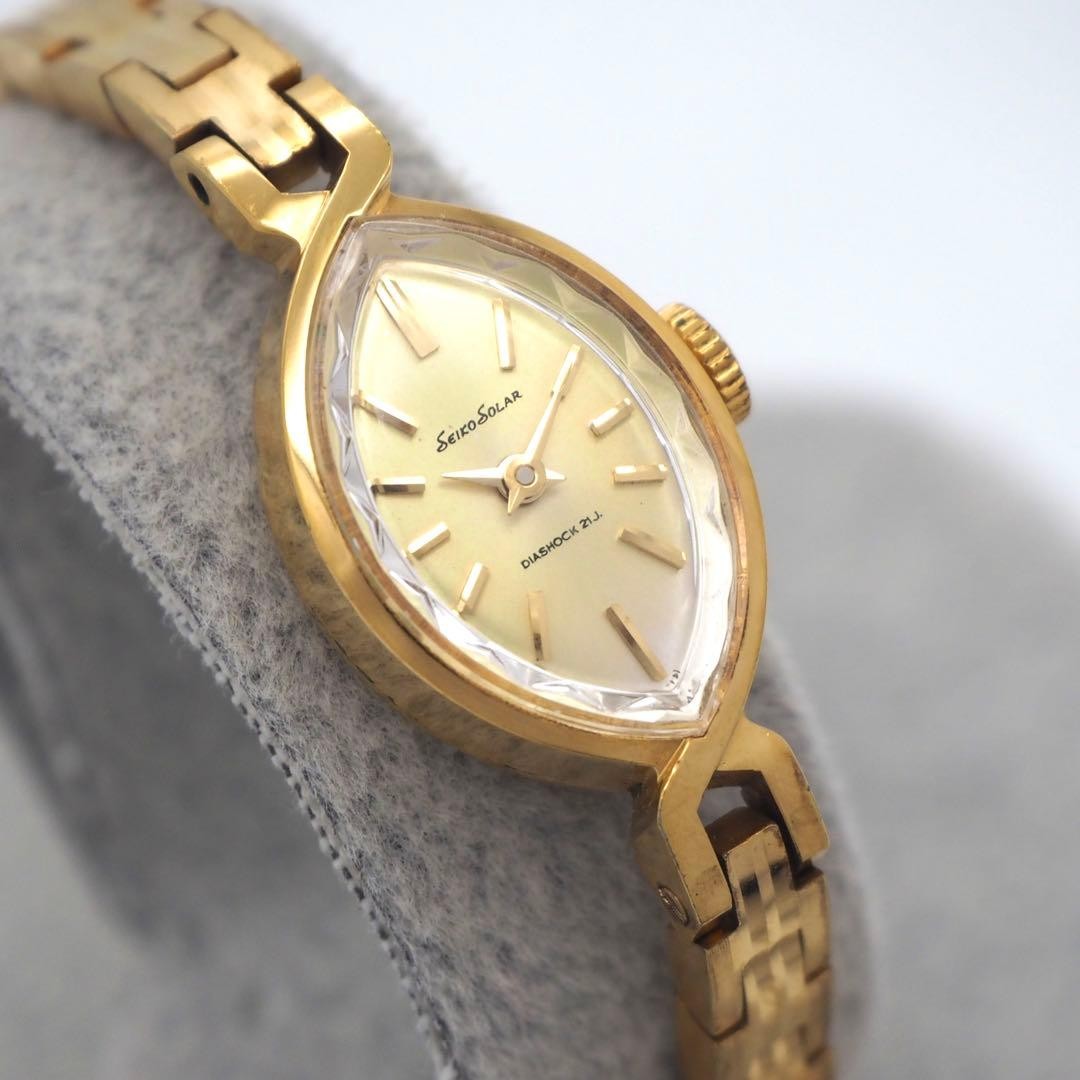 Seiko ASGP 10-7001 Solar Gold Watch Manual Wind Japan Vintage 0716218